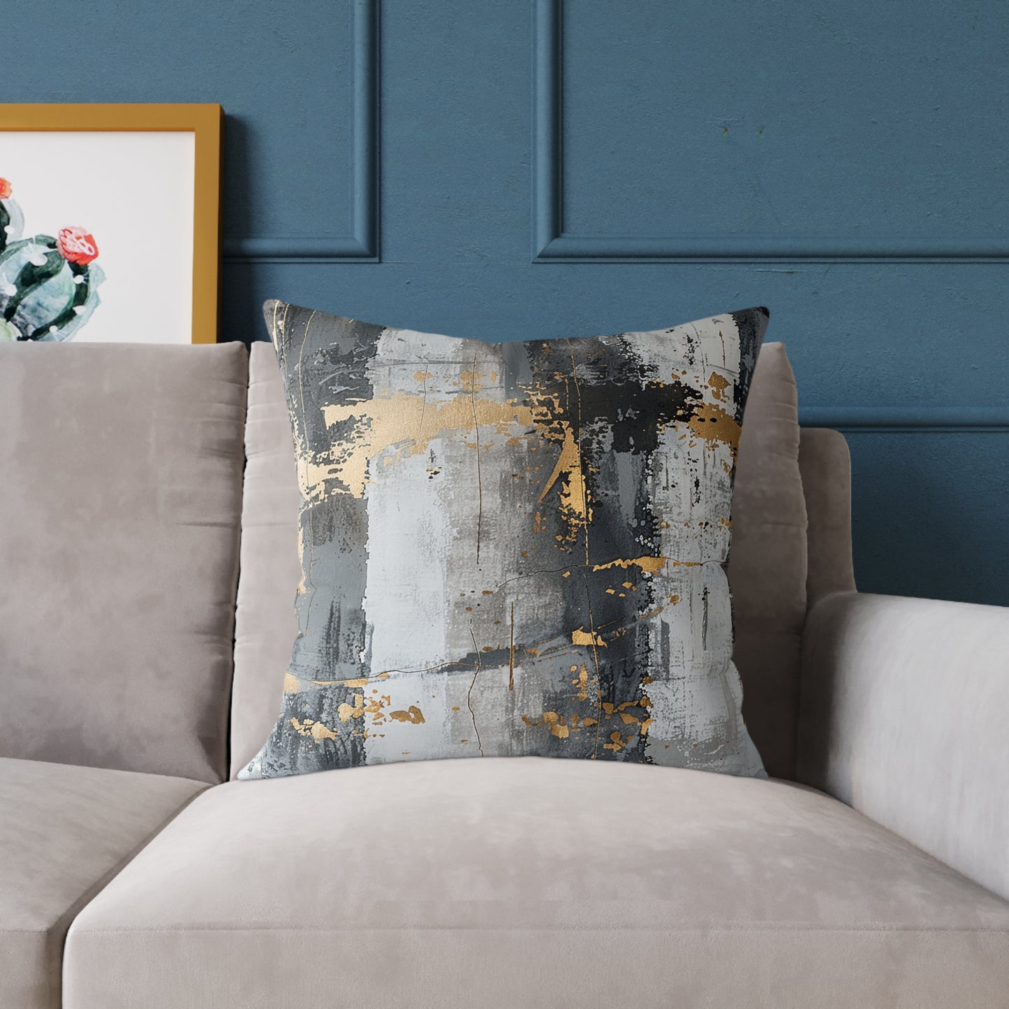 Gold and Grey Abstract Pillow