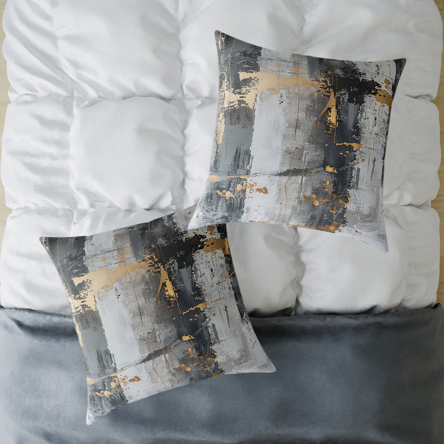 Gold and Grey Abstract Pillow