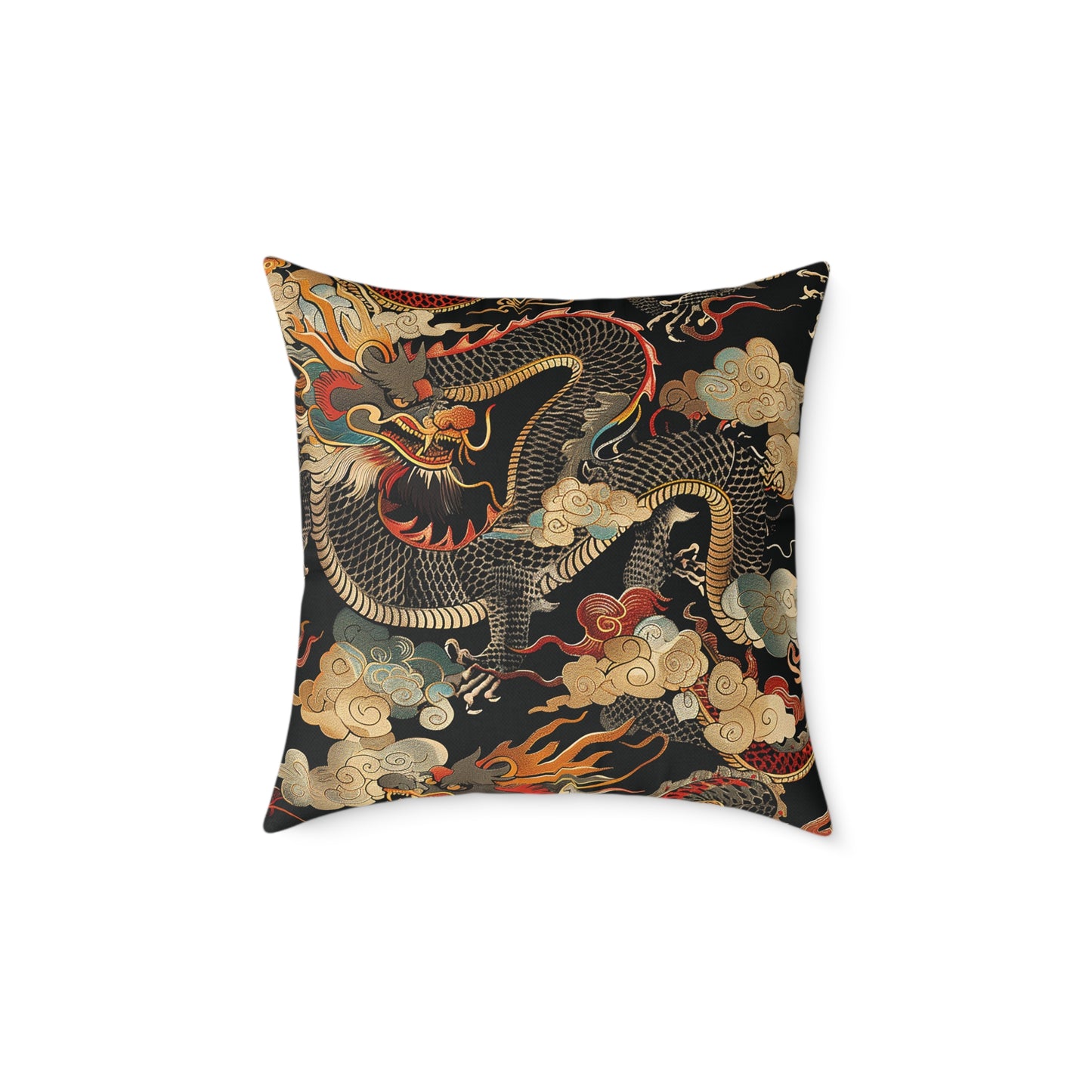 Golden Dragon Motif Pillow