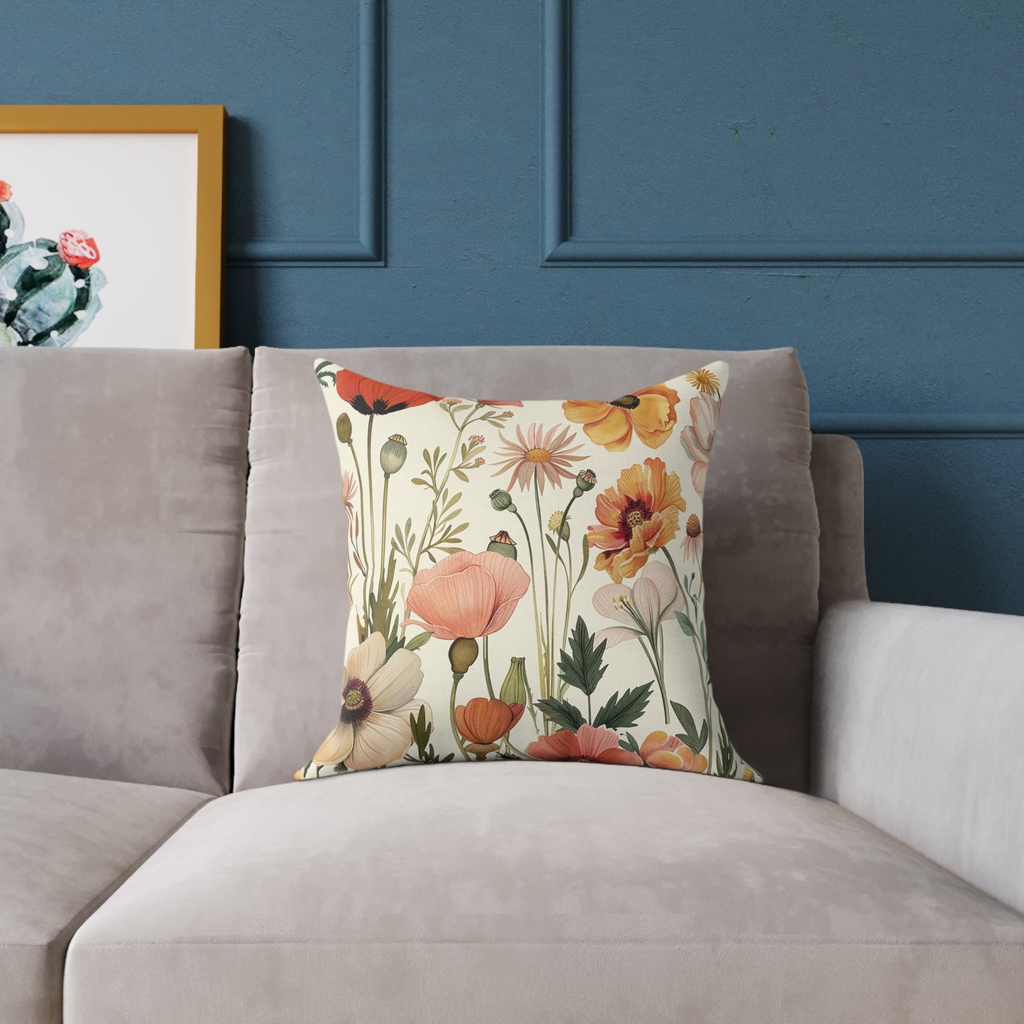 Vintage Botanical Floral Print Pillow