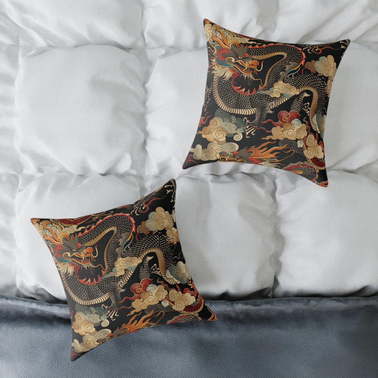 Golden Dragon Motif Pillow