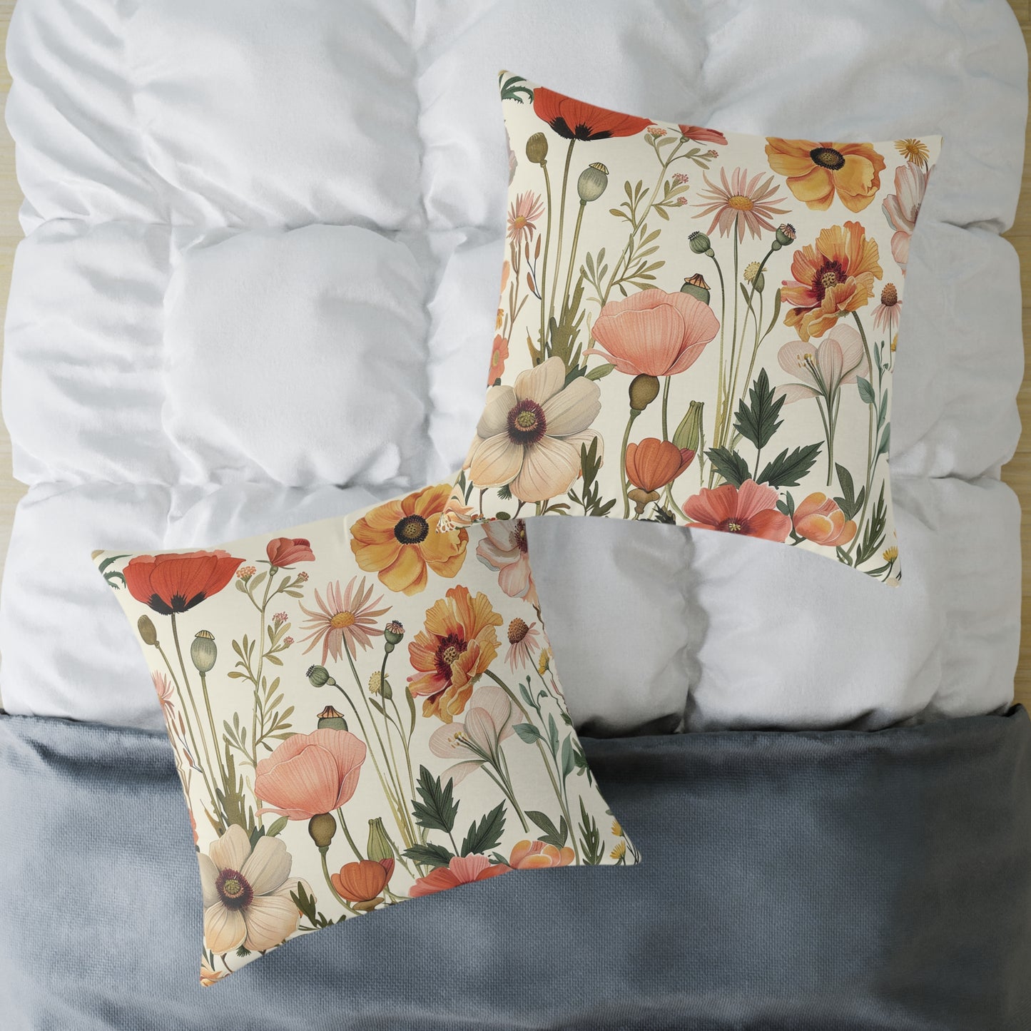 Vintage Botanical Floral Print Pillow