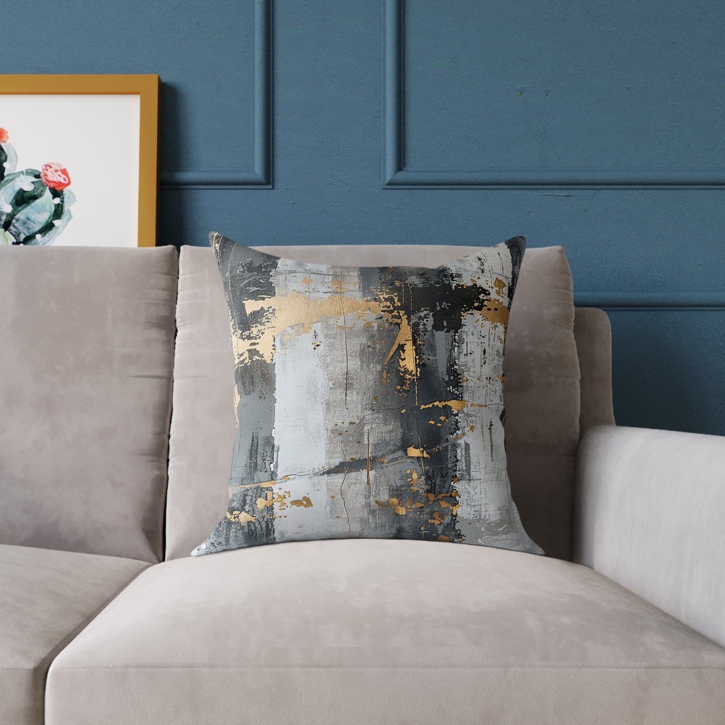 Gold and Grey Abstract Pillow