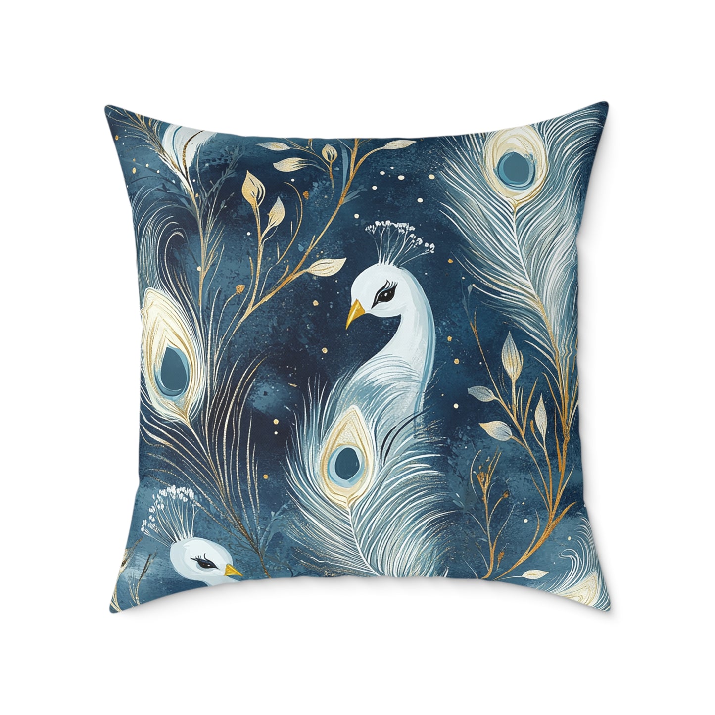 Elegant Peacock Feather Design Pillow