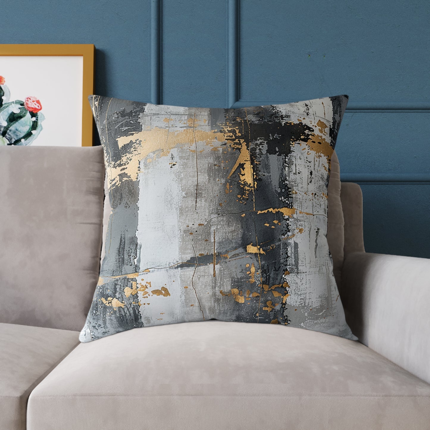 Gold and Grey Abstract Pillow