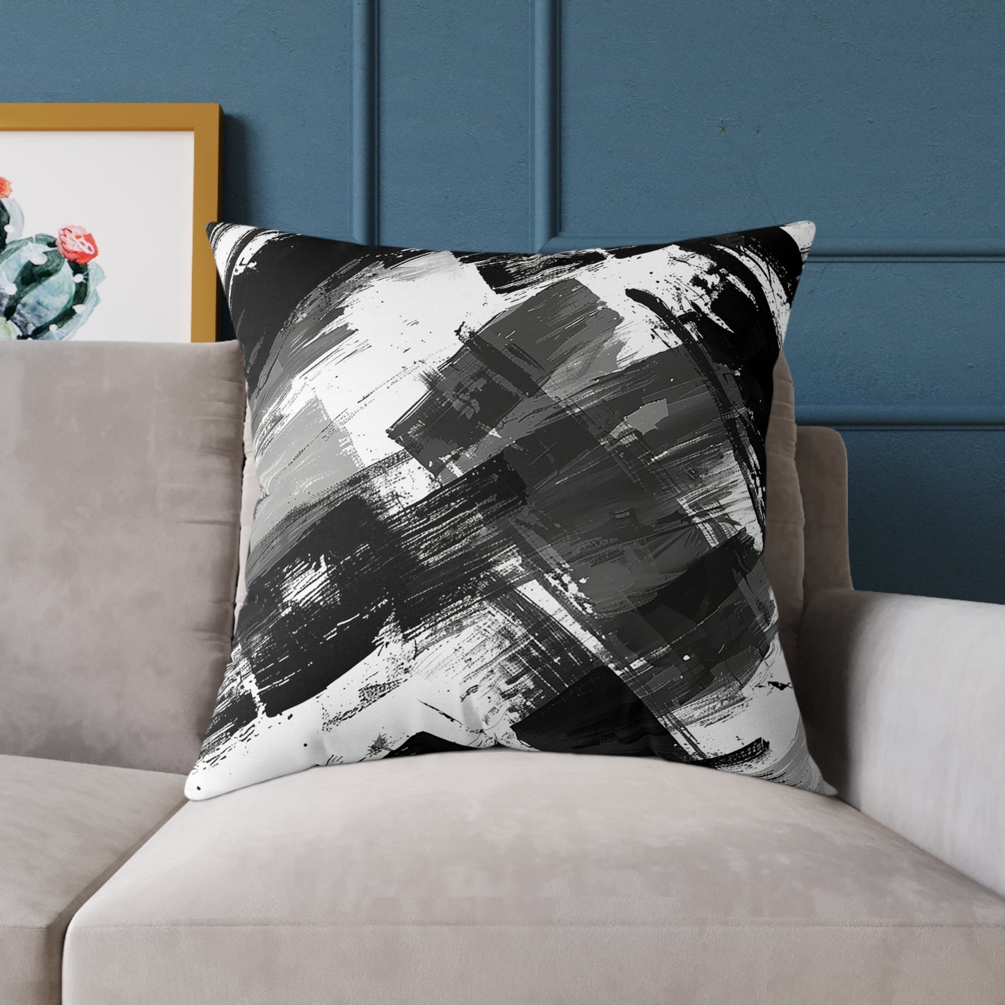 Monochrome Brushstroke Pillow