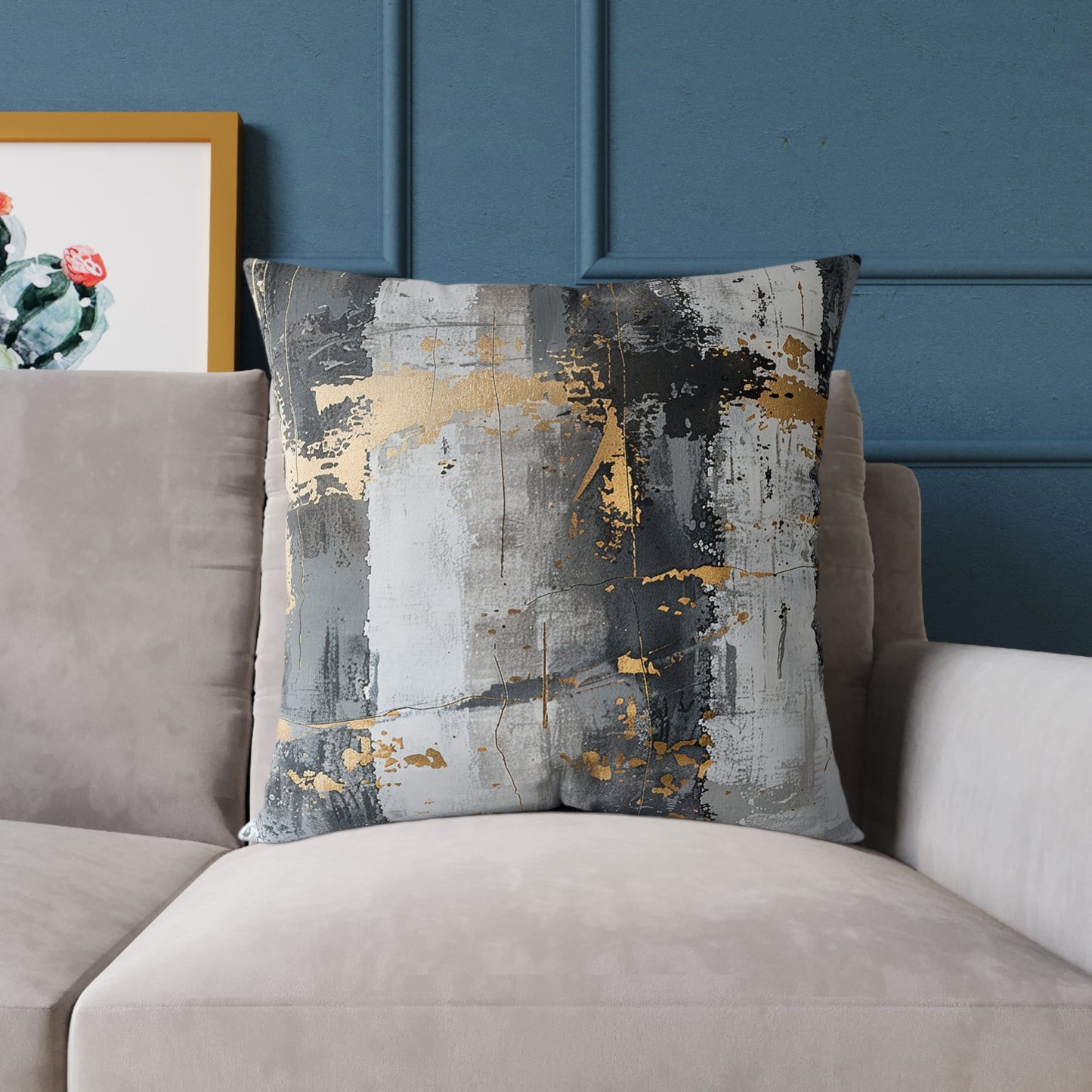 Gold and Grey Abstract Pillow