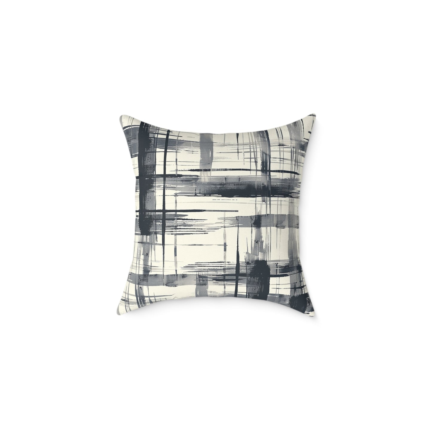 Monochrome Brushstroke Pattern Pillow