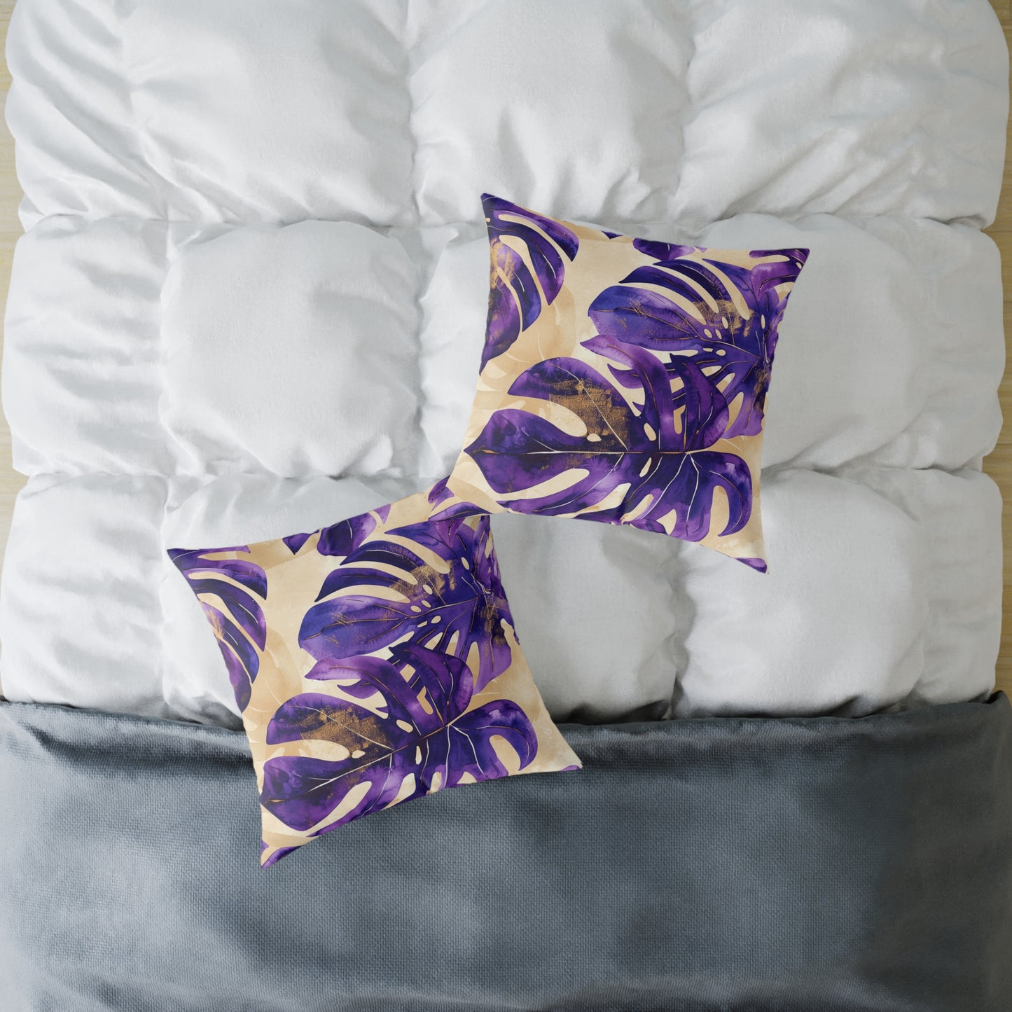 Purple Paradise Leaf Pillow