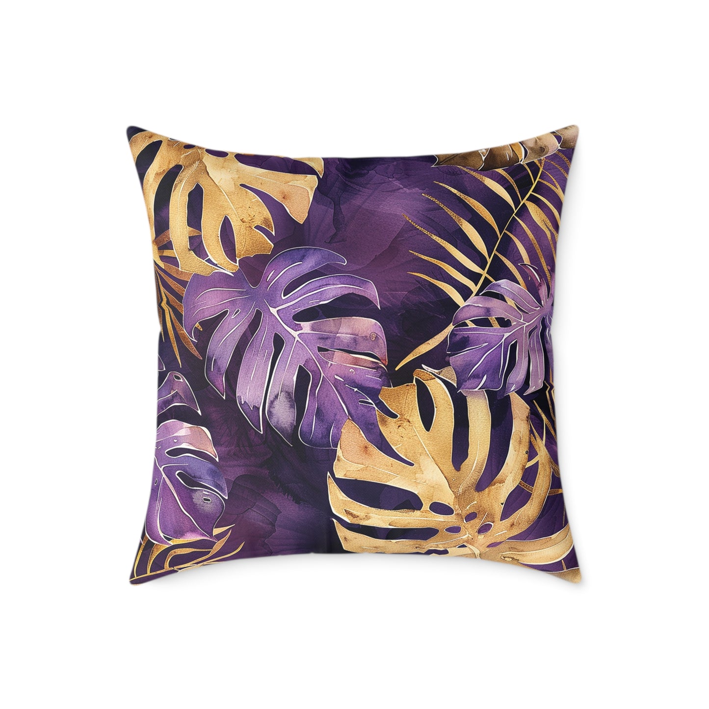 Purple and Gold Tropical Pillow