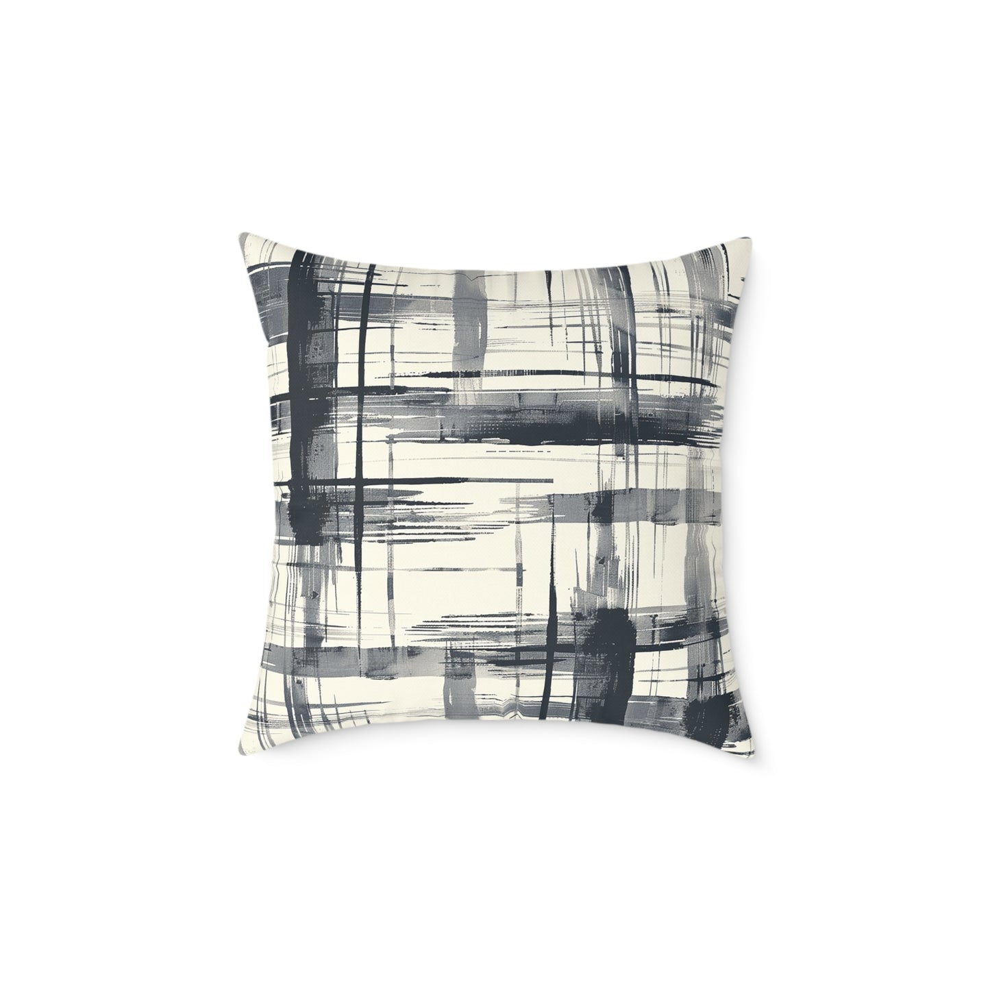 Monochrome Brushstroke Pattern Pillow