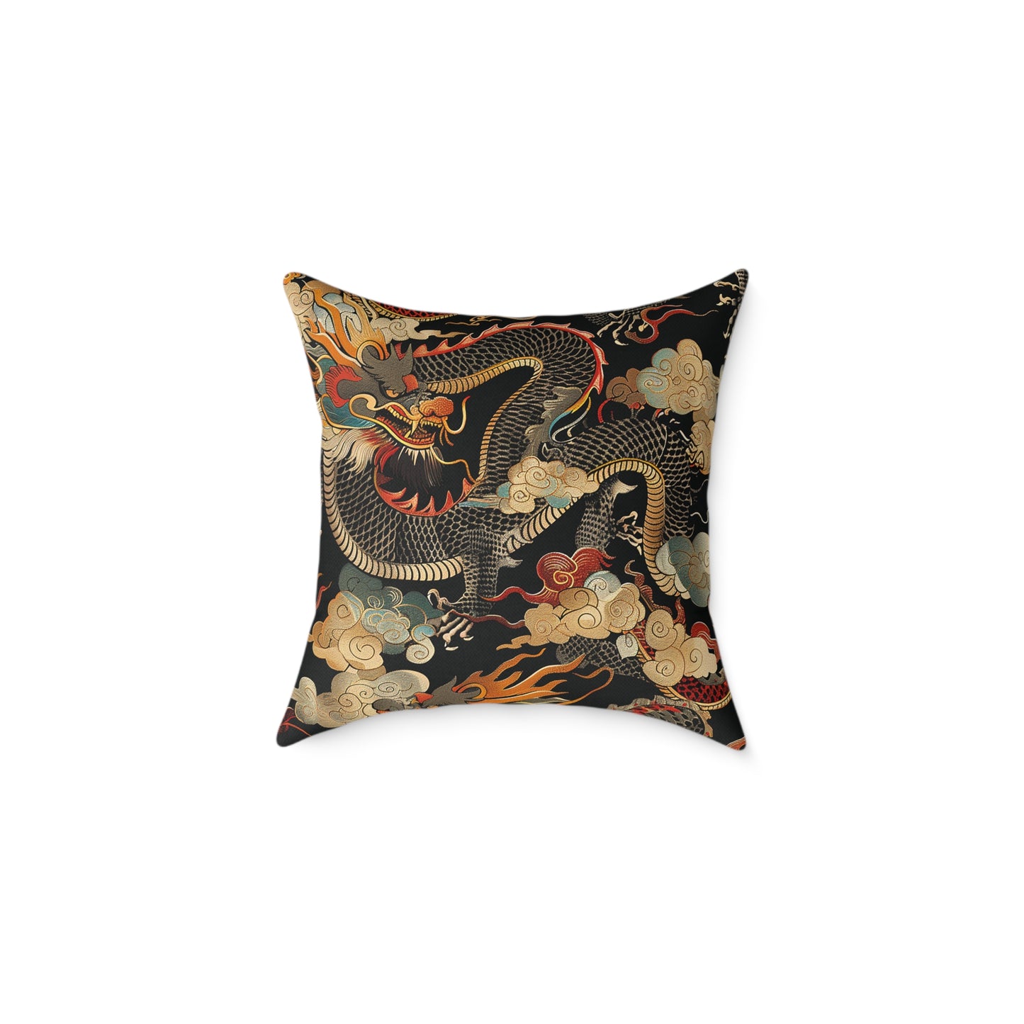 Golden Dragon Motif Pillow