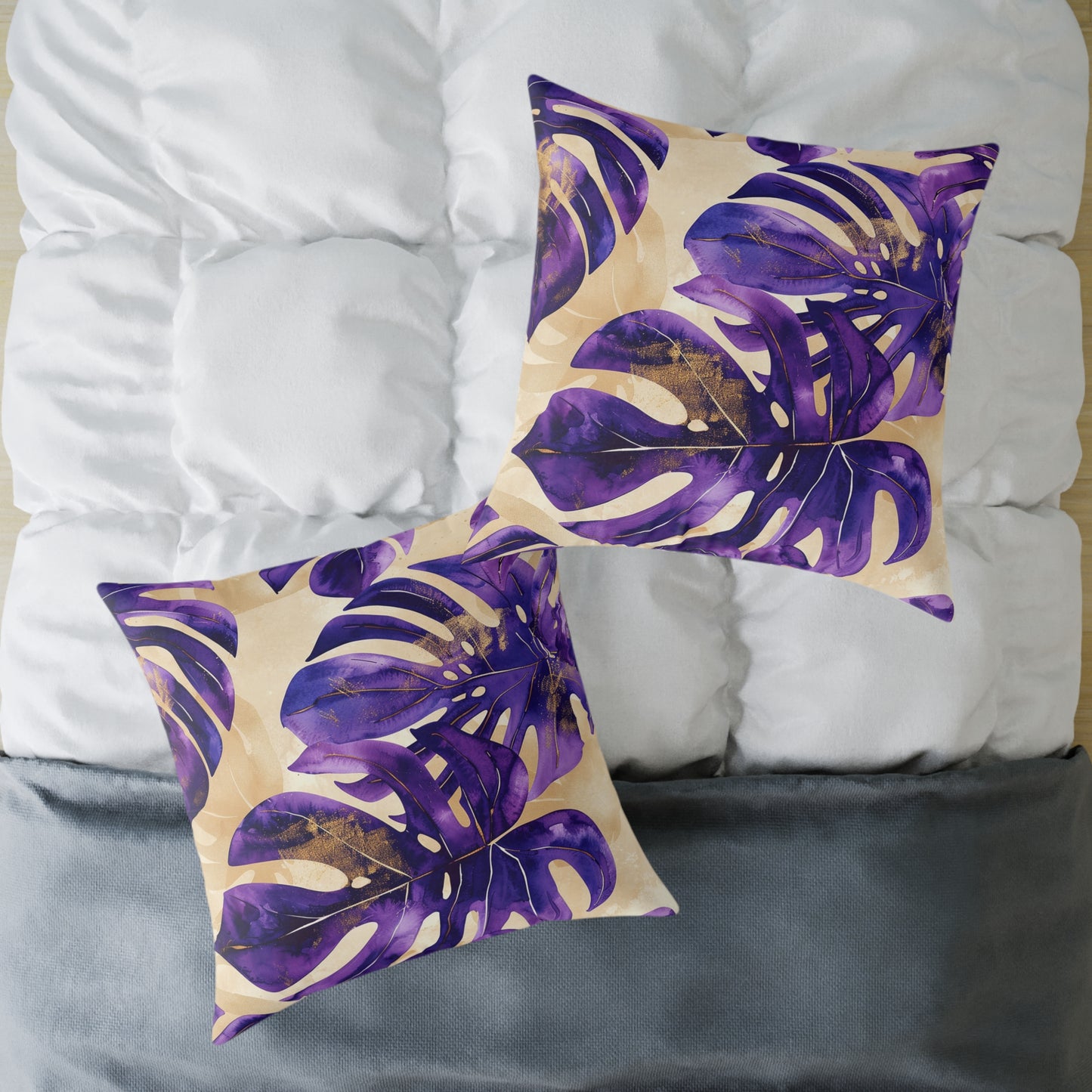 Purple Paradise Leaf Pillow