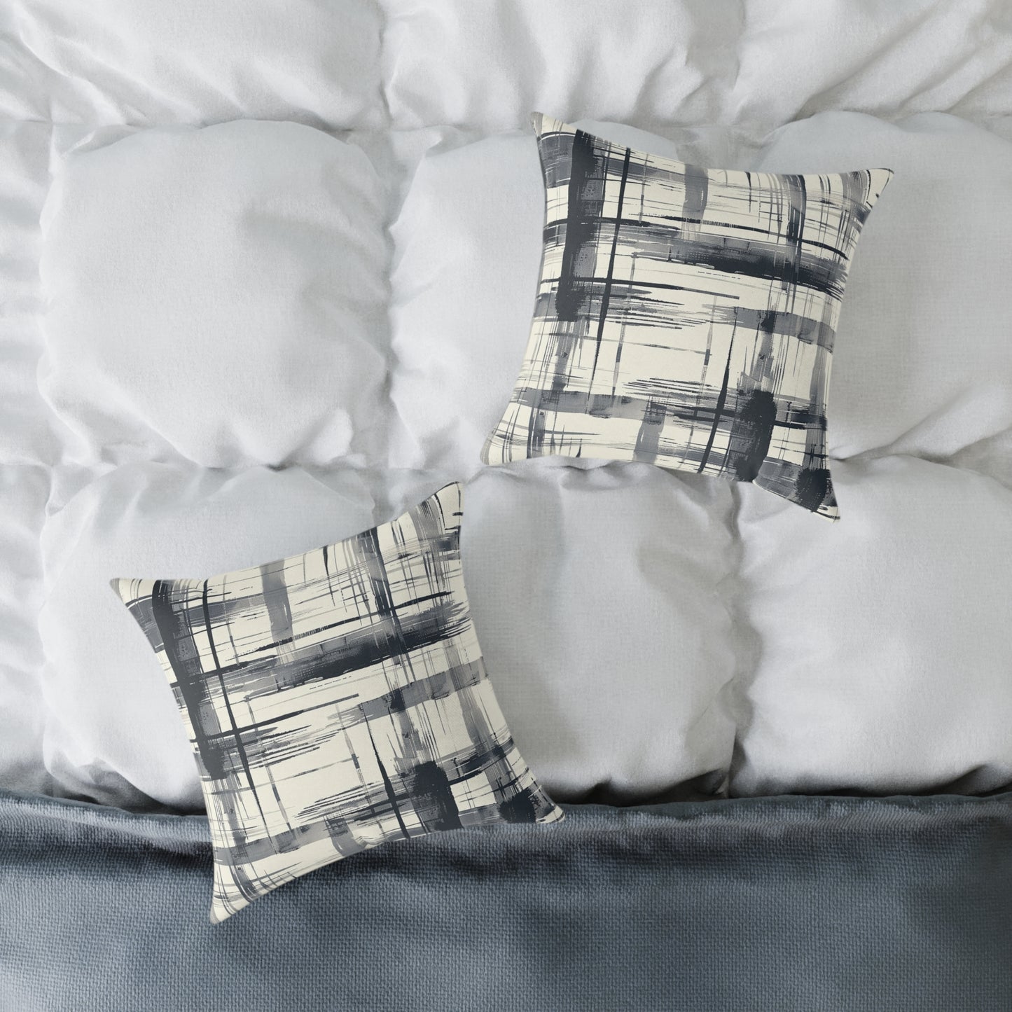 Monochrome Brushstroke Pattern Pillow