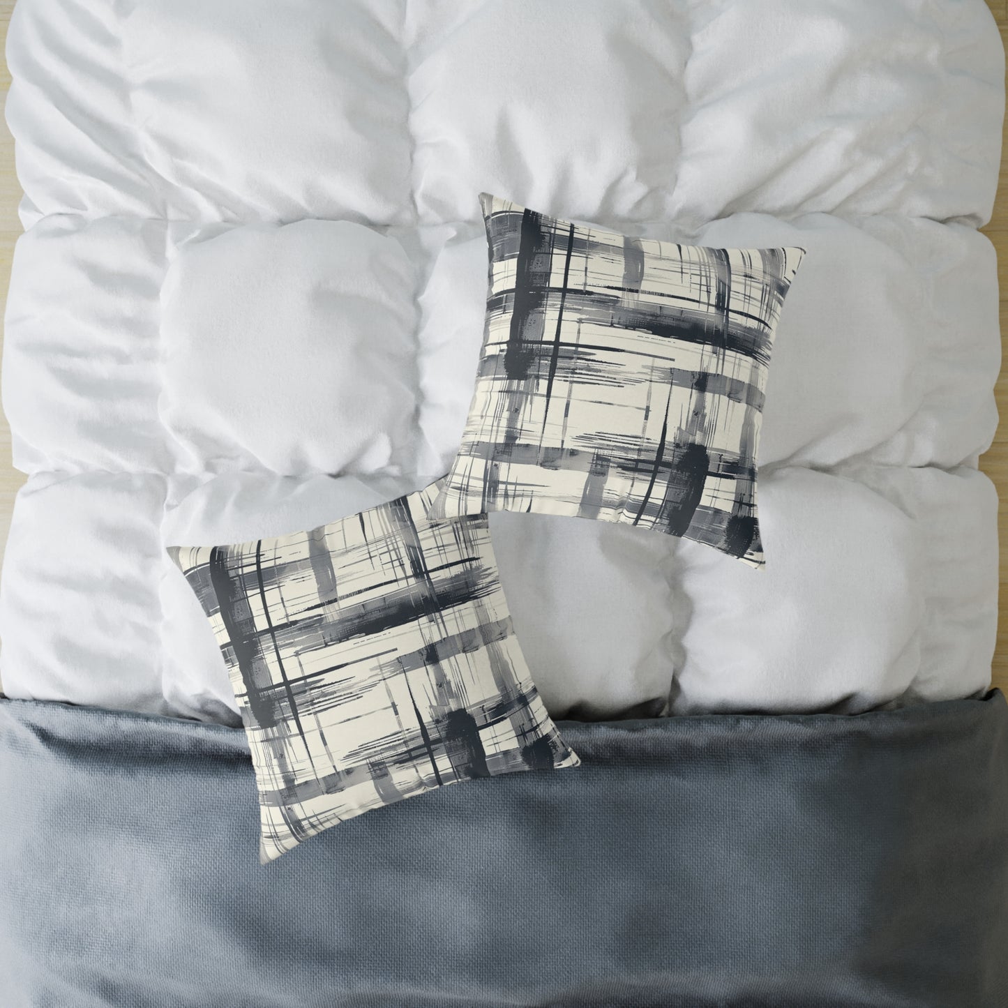 Monochrome Brushstroke Pattern Pillow