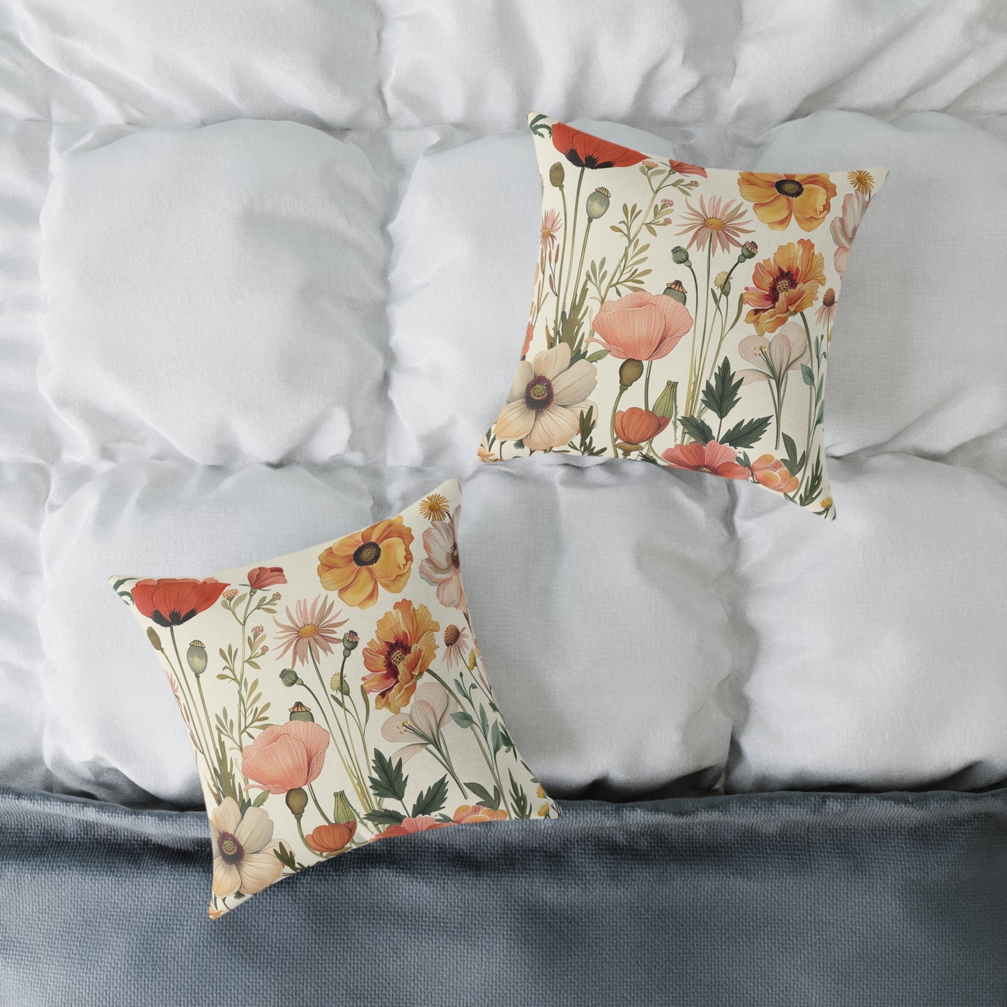 Vintage Botanical Floral Print Pillow