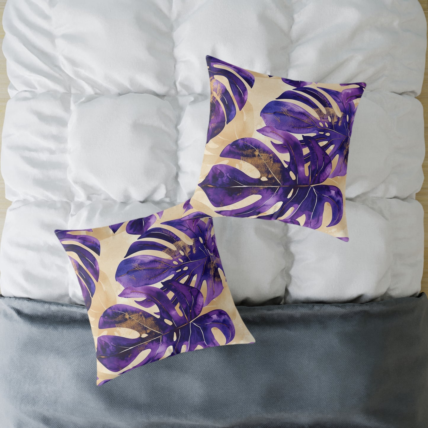 Purple Paradise Leaf Pillow