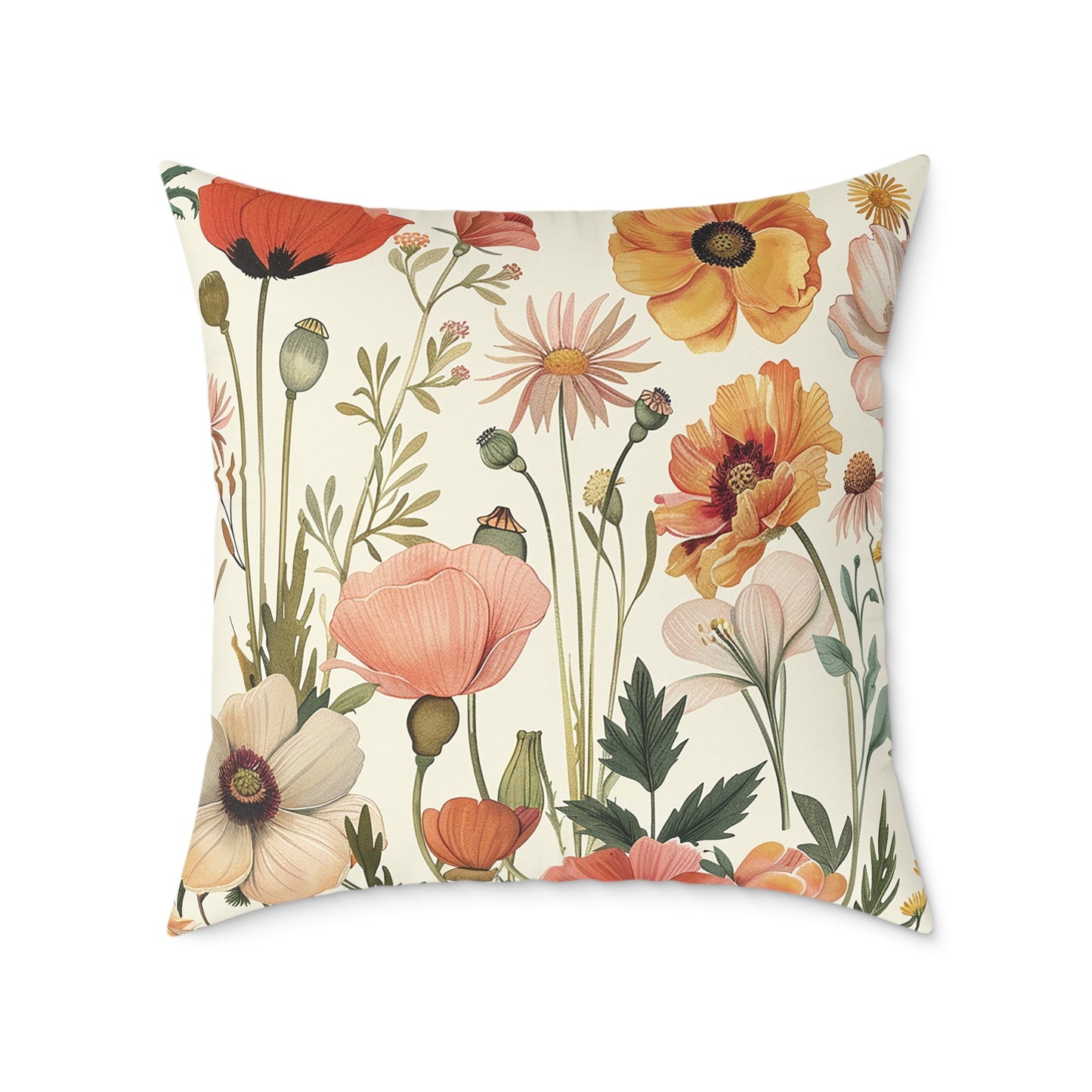 Vintage Botanical Floral Print Pillow