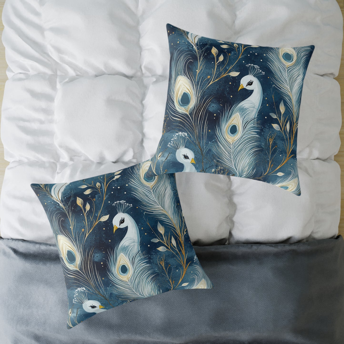 Elegant Peacock Feather Design Pillow