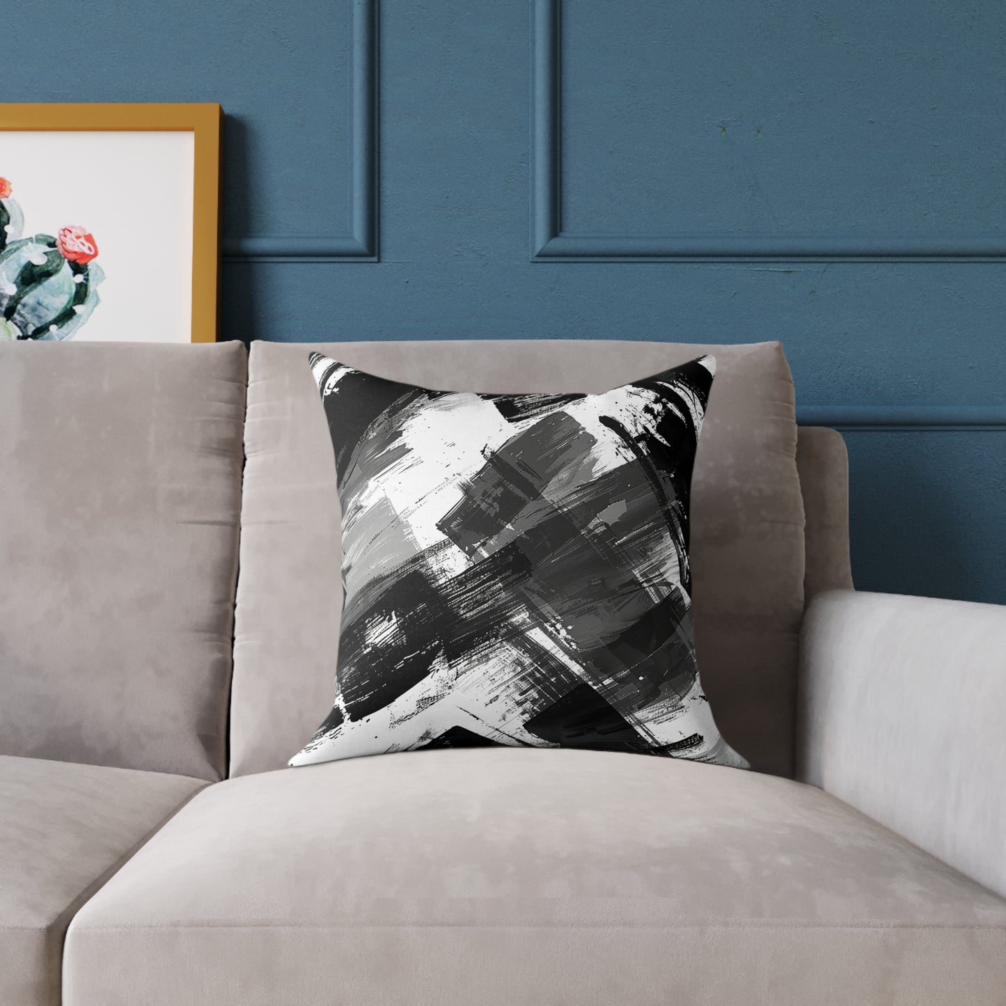 Monochrome Brushstroke Pillow