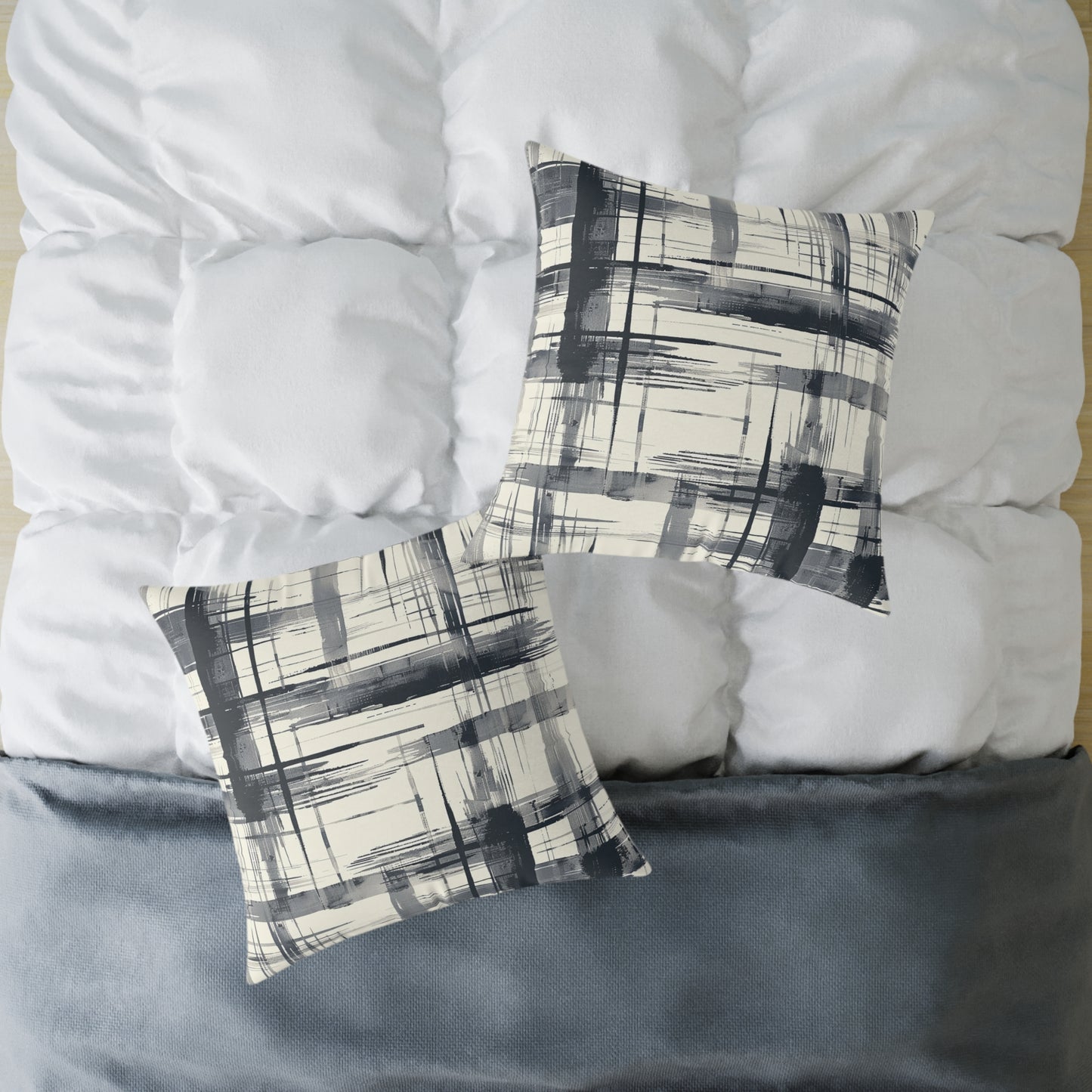 Monochrome Brushstroke Pattern Pillow