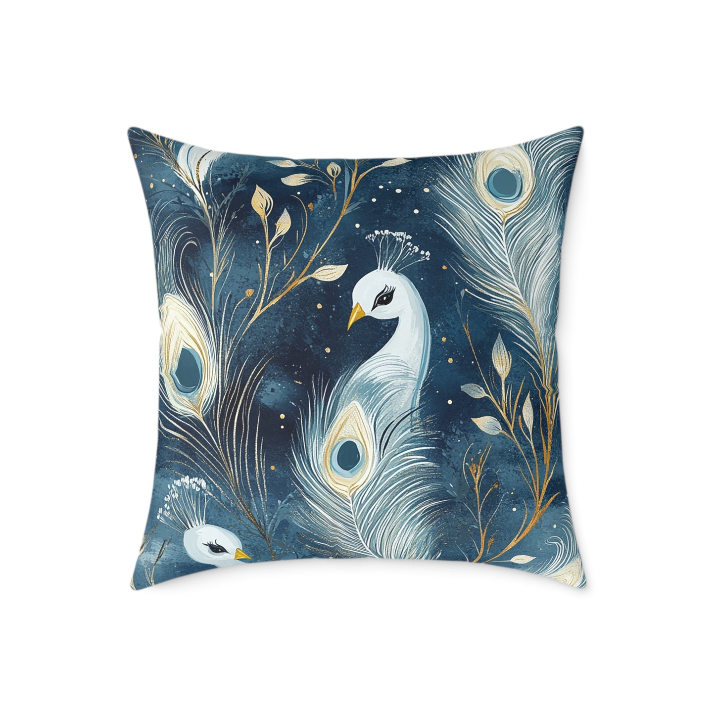 Elegant Peacock Feather Design Pillow