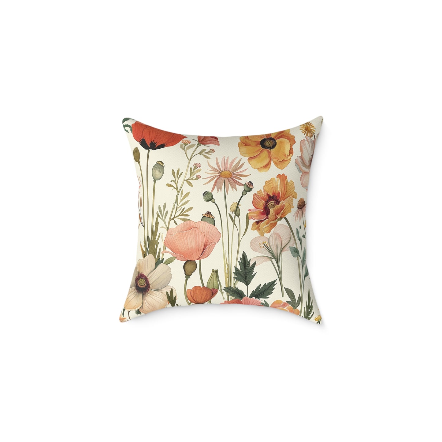 Vintage Botanical Floral Print Pillow