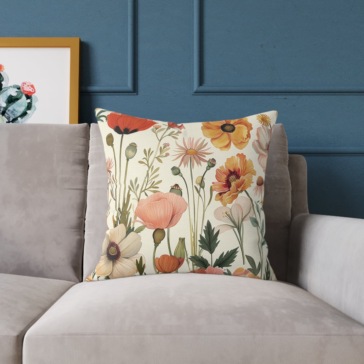 Vintage Botanical Floral Print Pillow