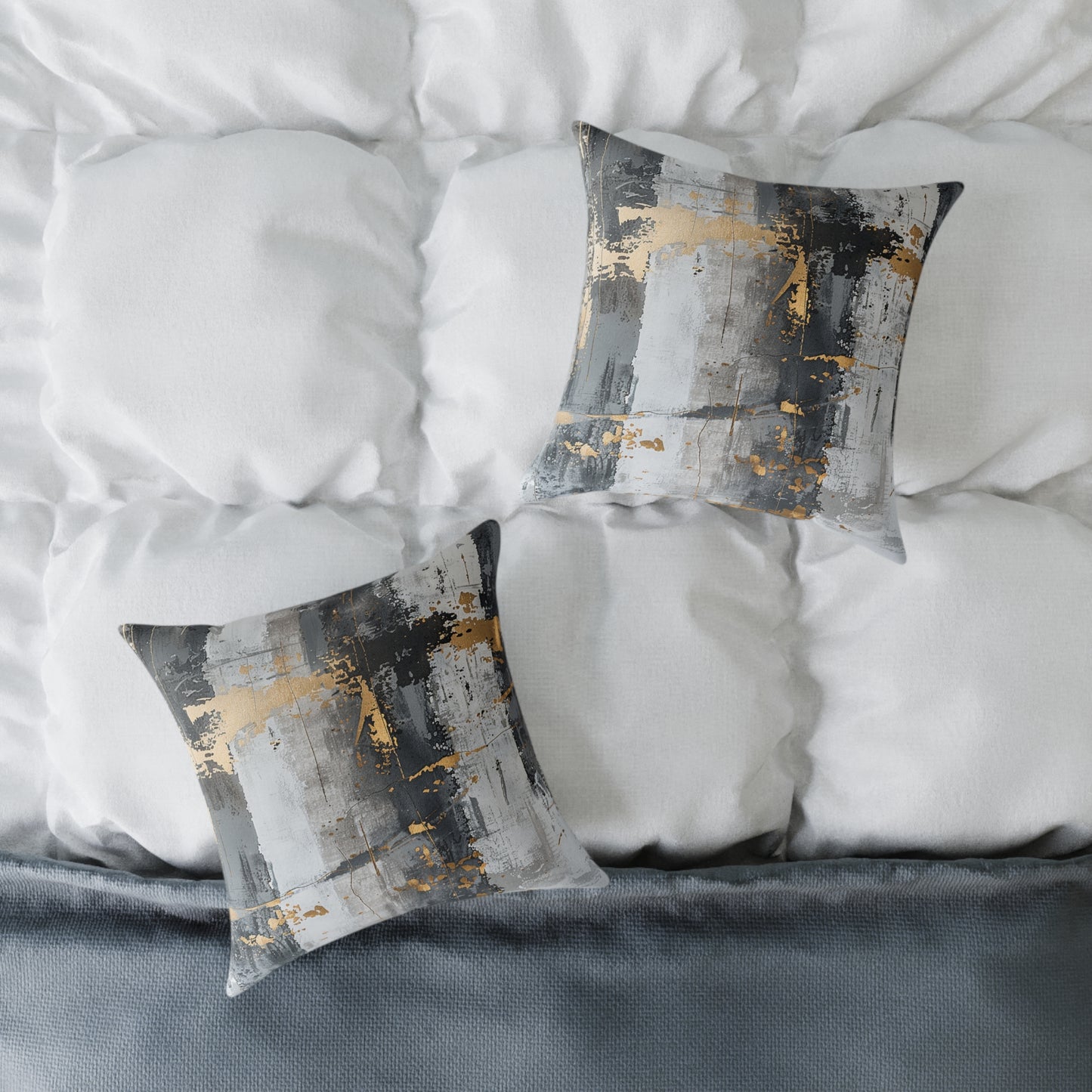 Gold and Grey Abstract Pillow