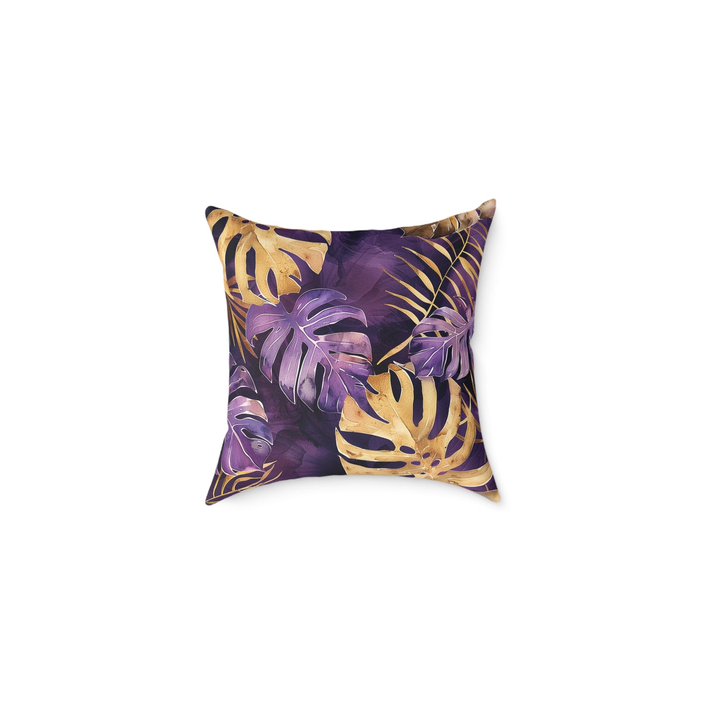 Purple and Gold Tropical Pillow