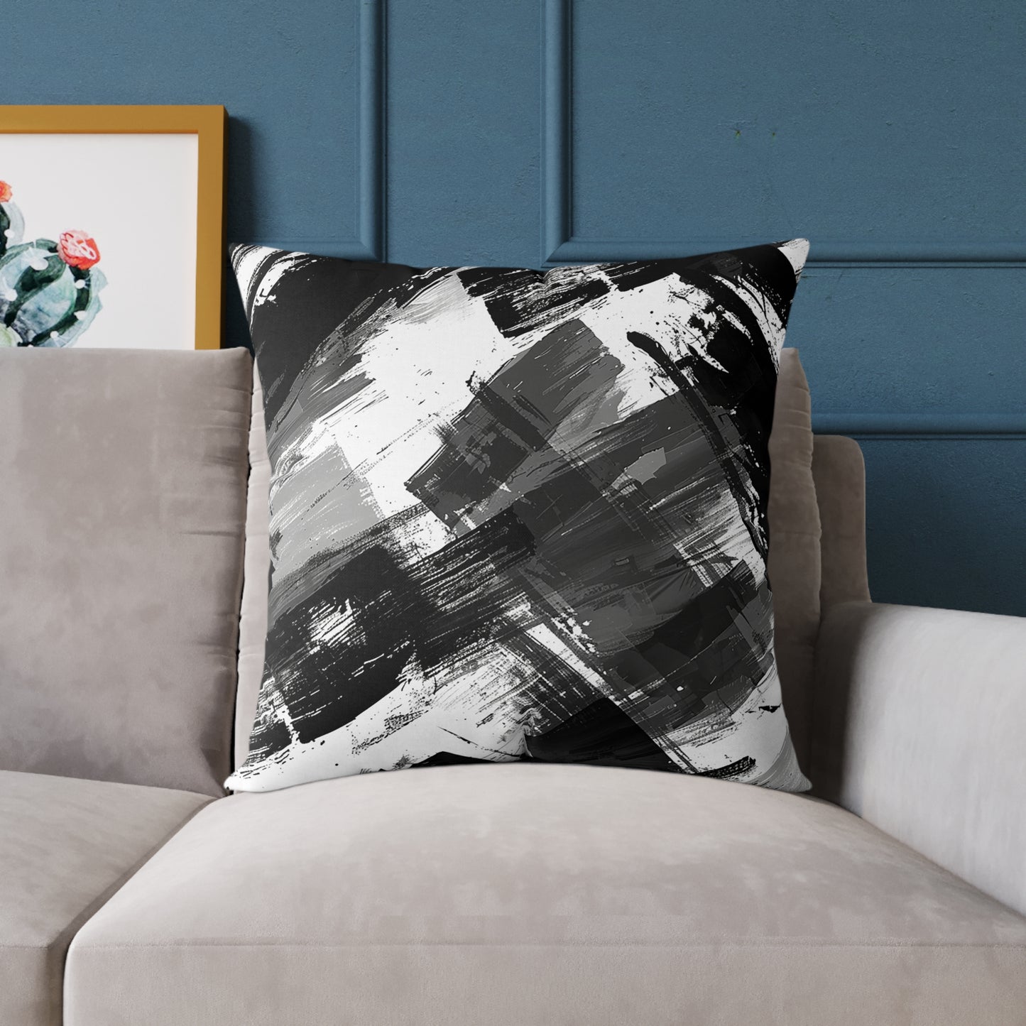 Monochrome Brushstroke Pillow