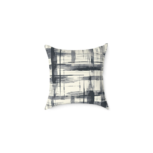 Monochrome Brushstroke Pattern Pillow