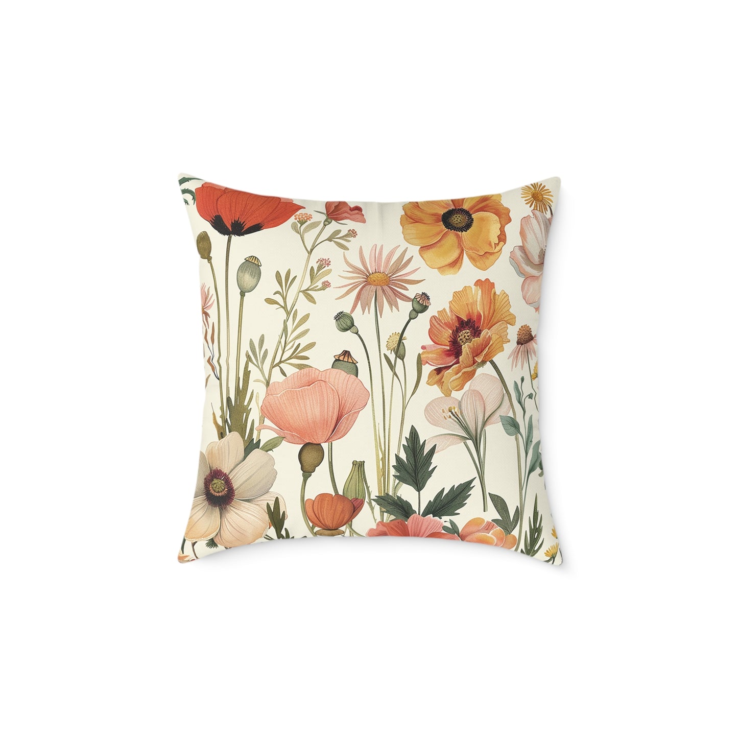 Vintage Botanical Floral Print Pillow