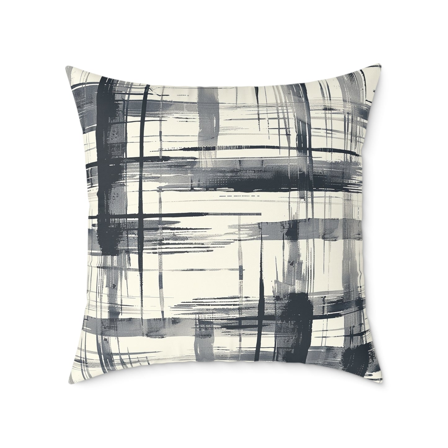 Monochrome Brushstroke Pattern Pillow