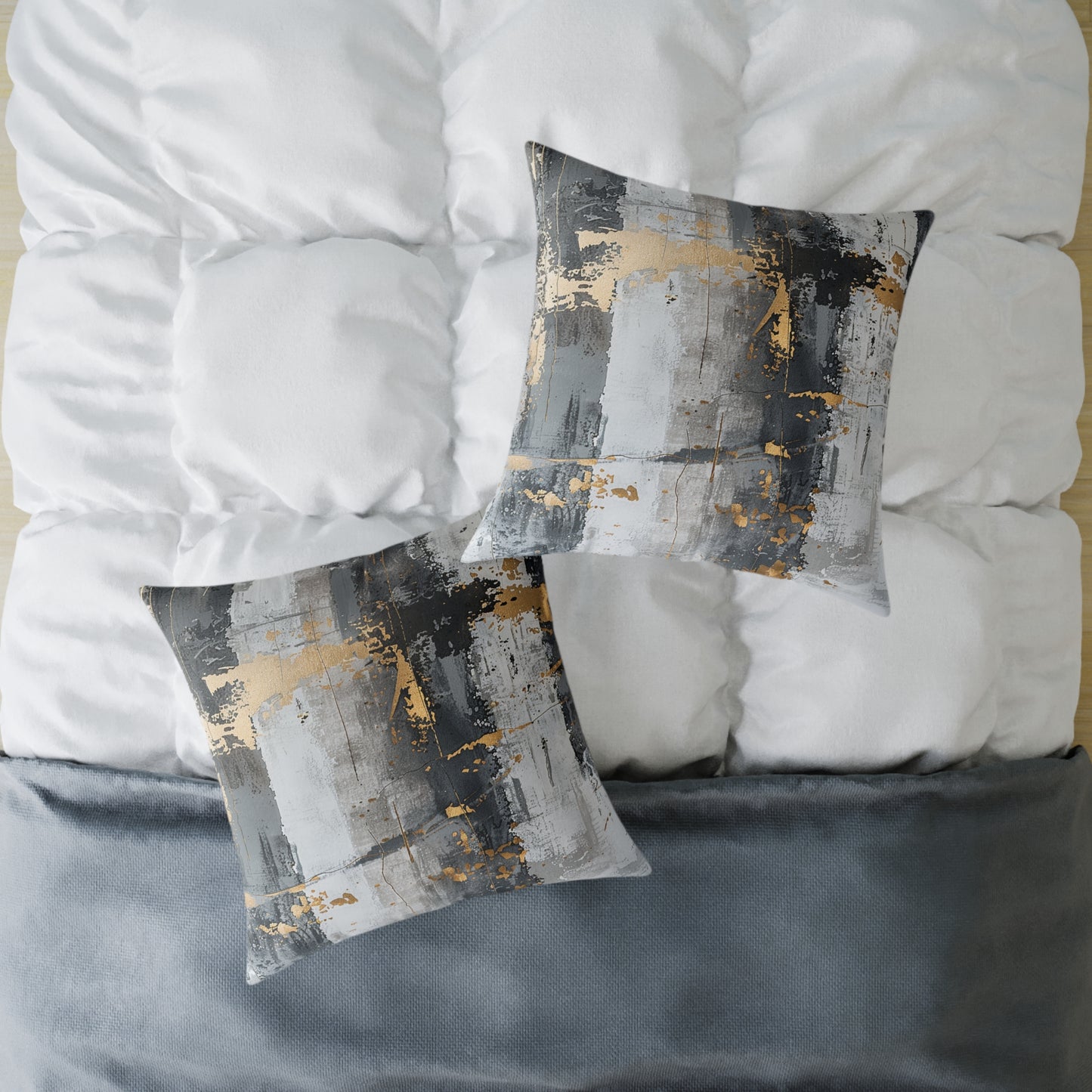 Gold and Grey Abstract Pillow