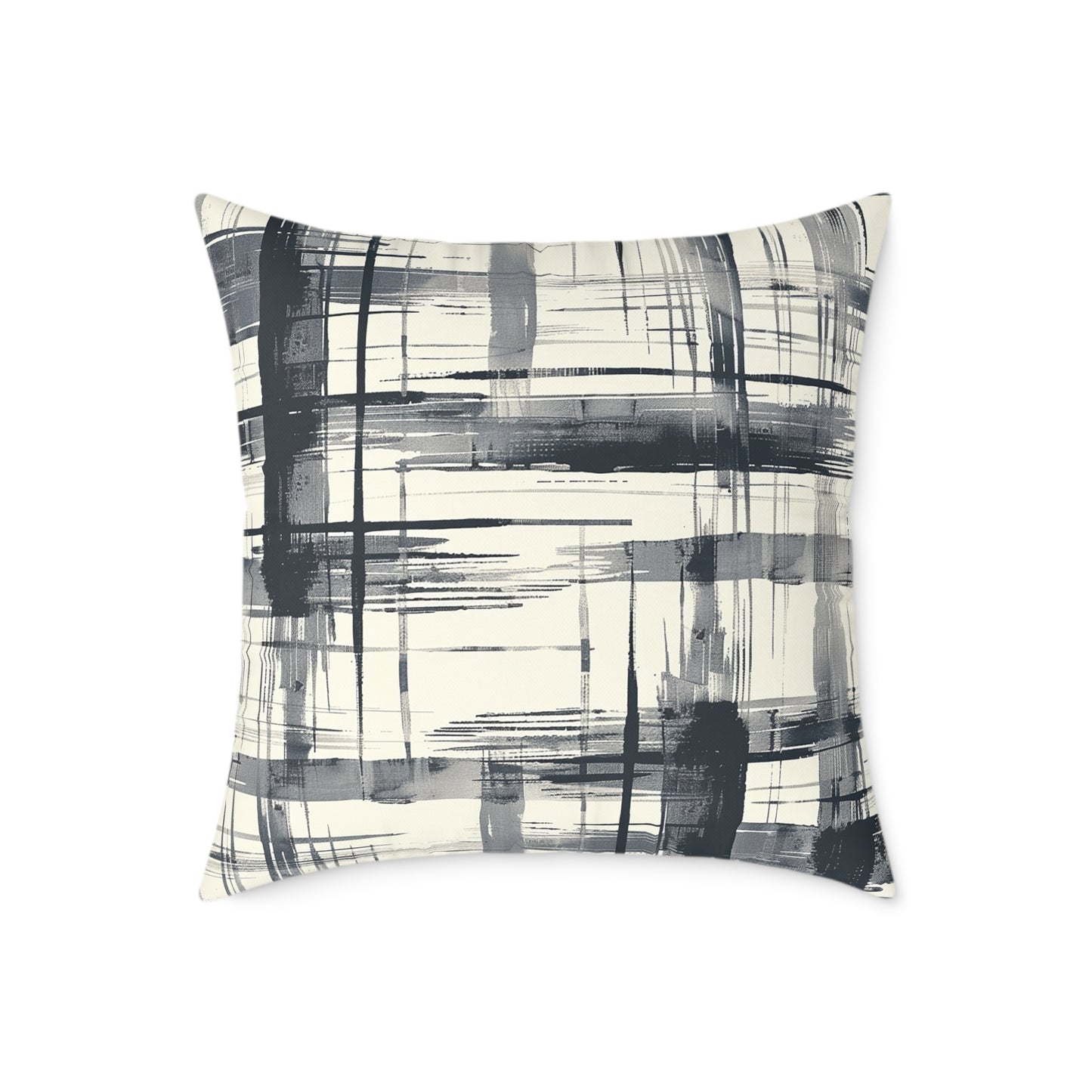 Monochrome Brushstroke Pattern Pillow