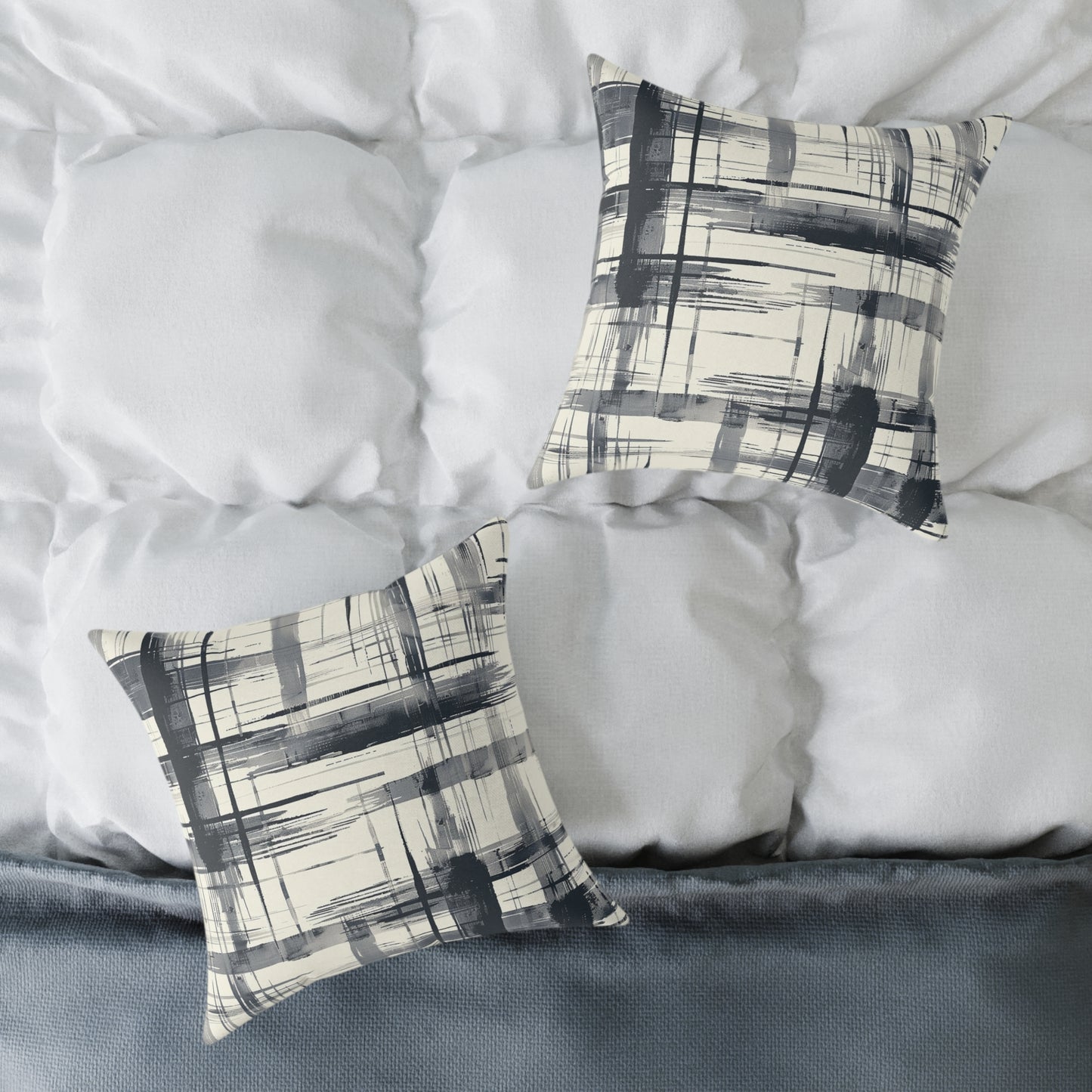 Monochrome Brushstroke Pattern Pillow