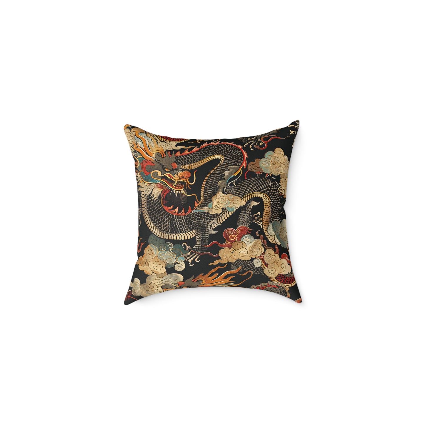 Golden Dragon Motif Pillow