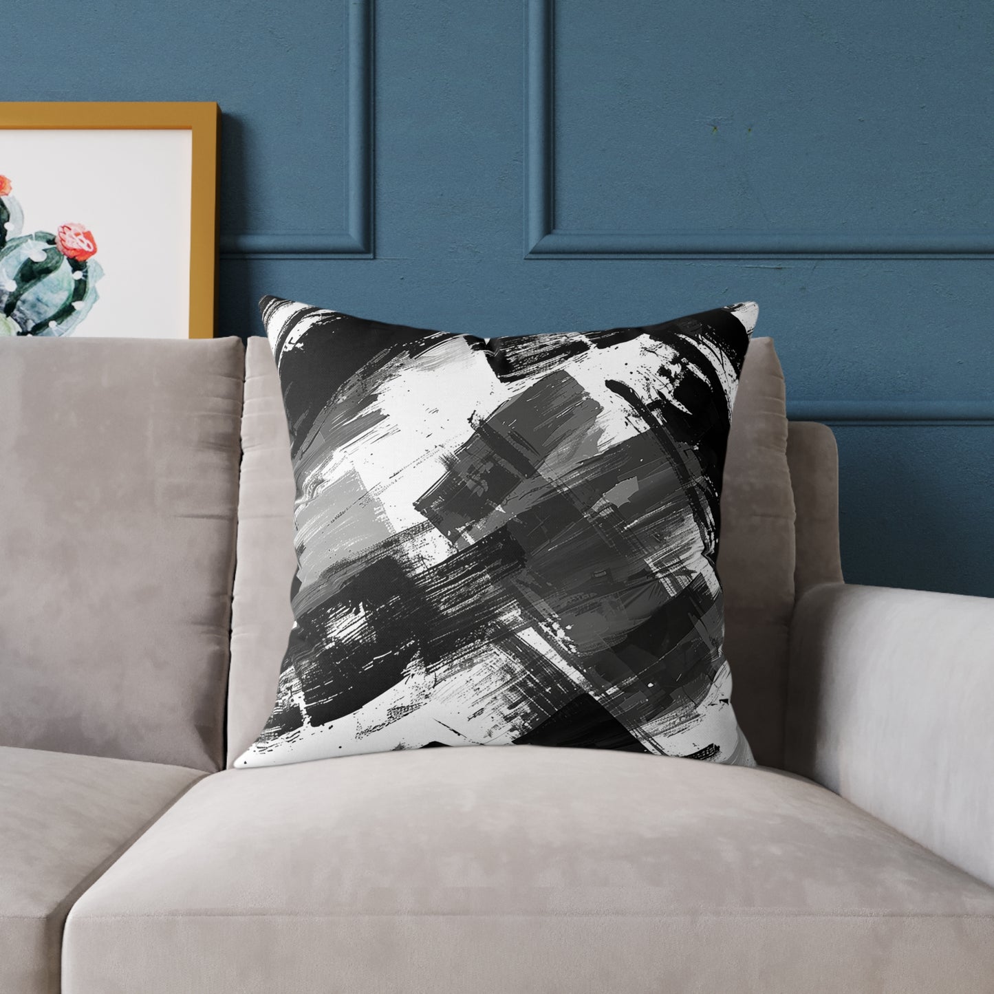 Monochrome Brushstroke Pillow