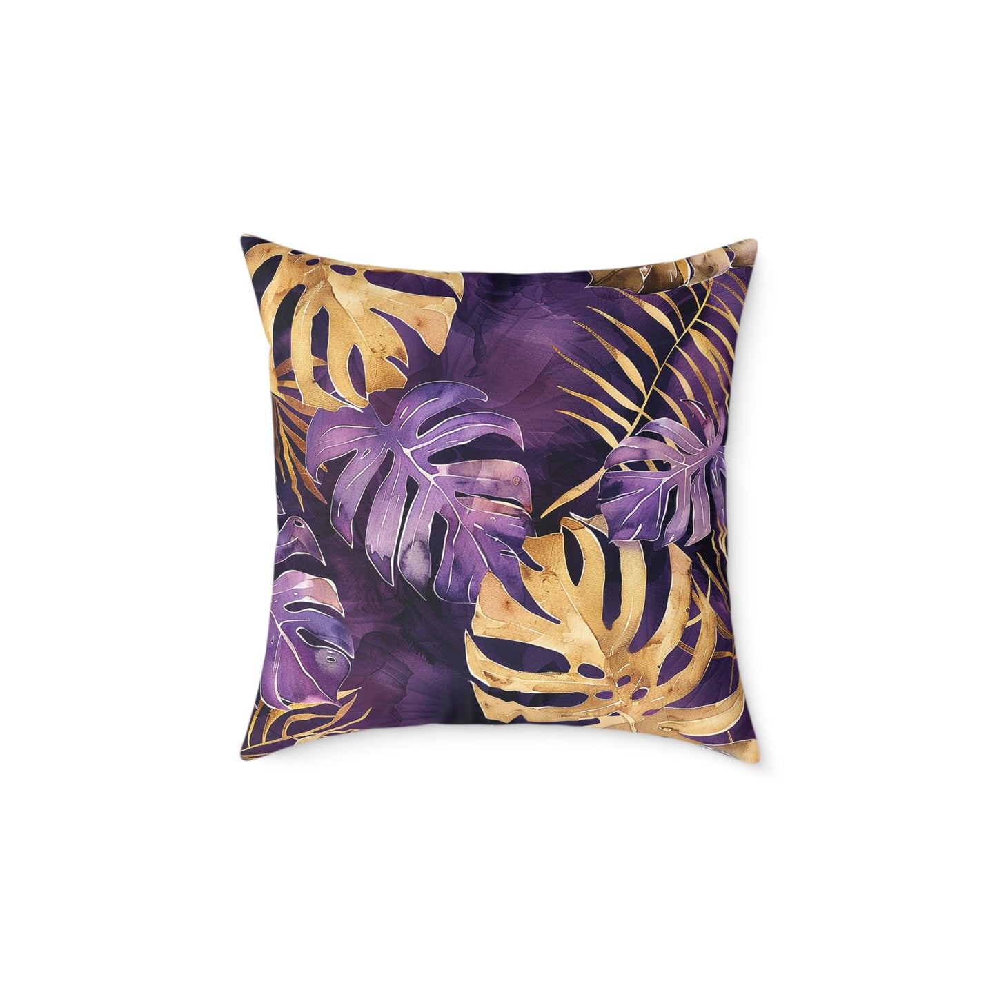 Purple and Gold Tropical Pillow