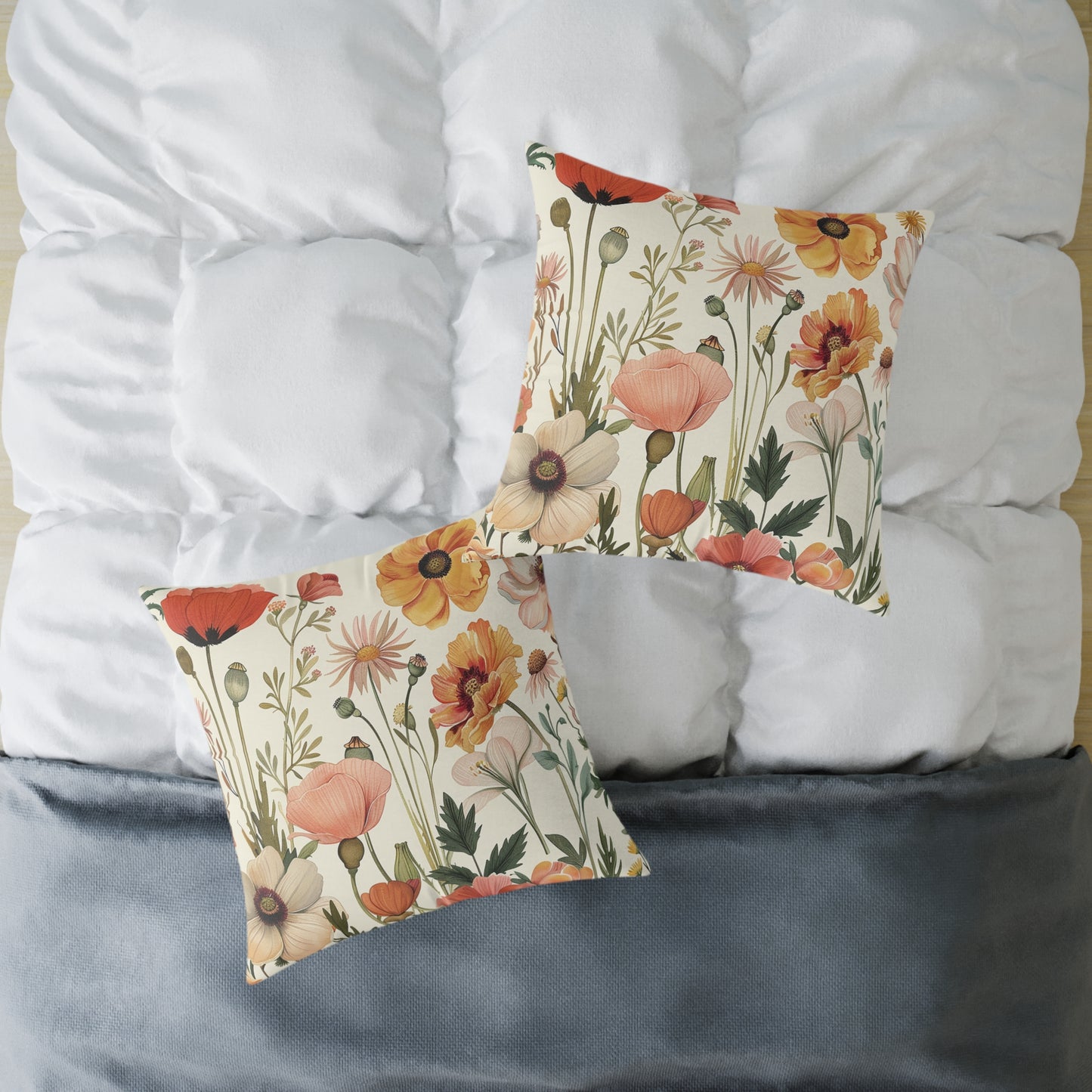 Vintage Botanical Floral Print Pillow