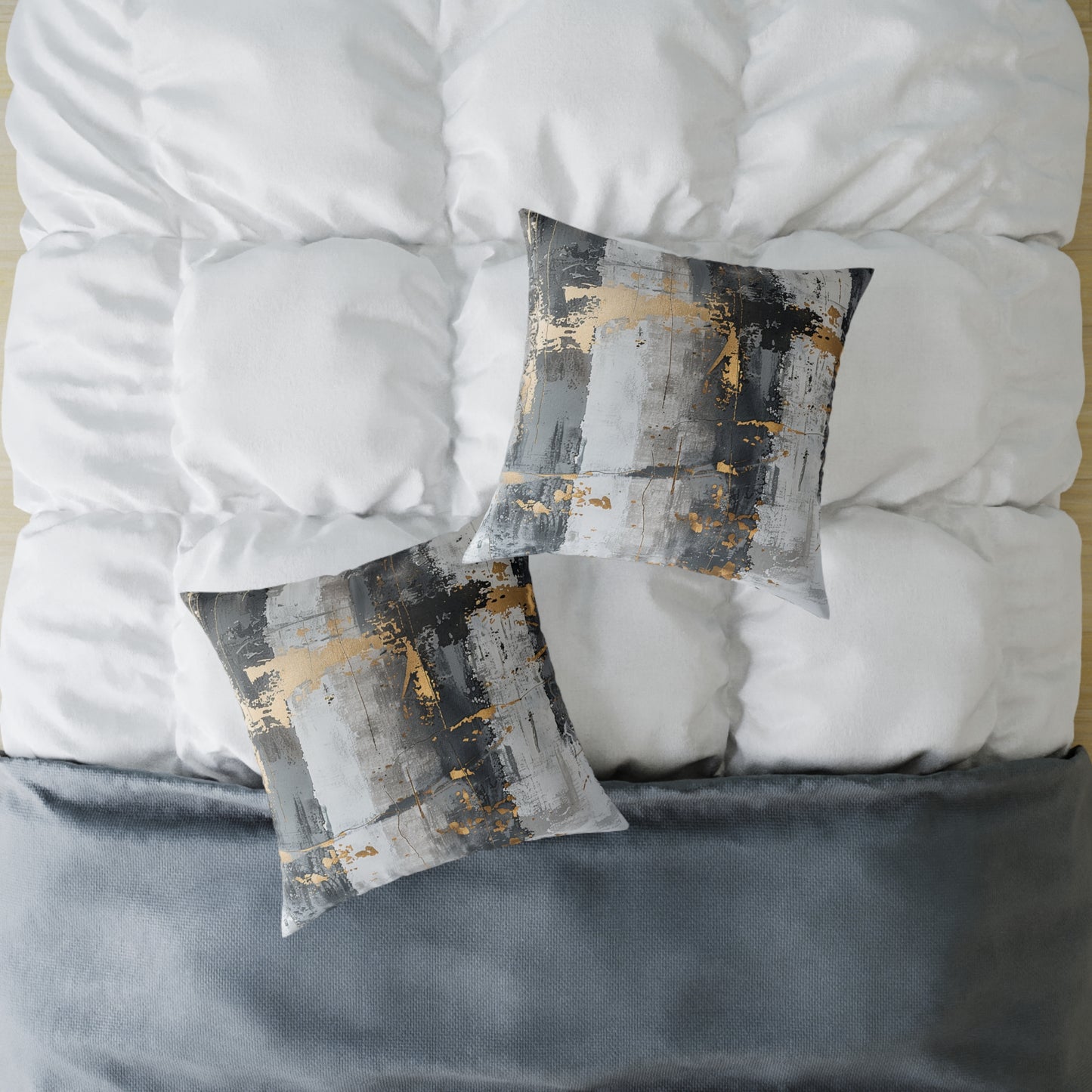 Gold and Grey Abstract Pillow