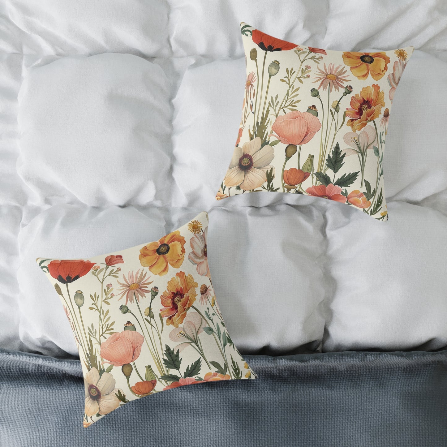 Vintage Botanical Floral Print Pillow