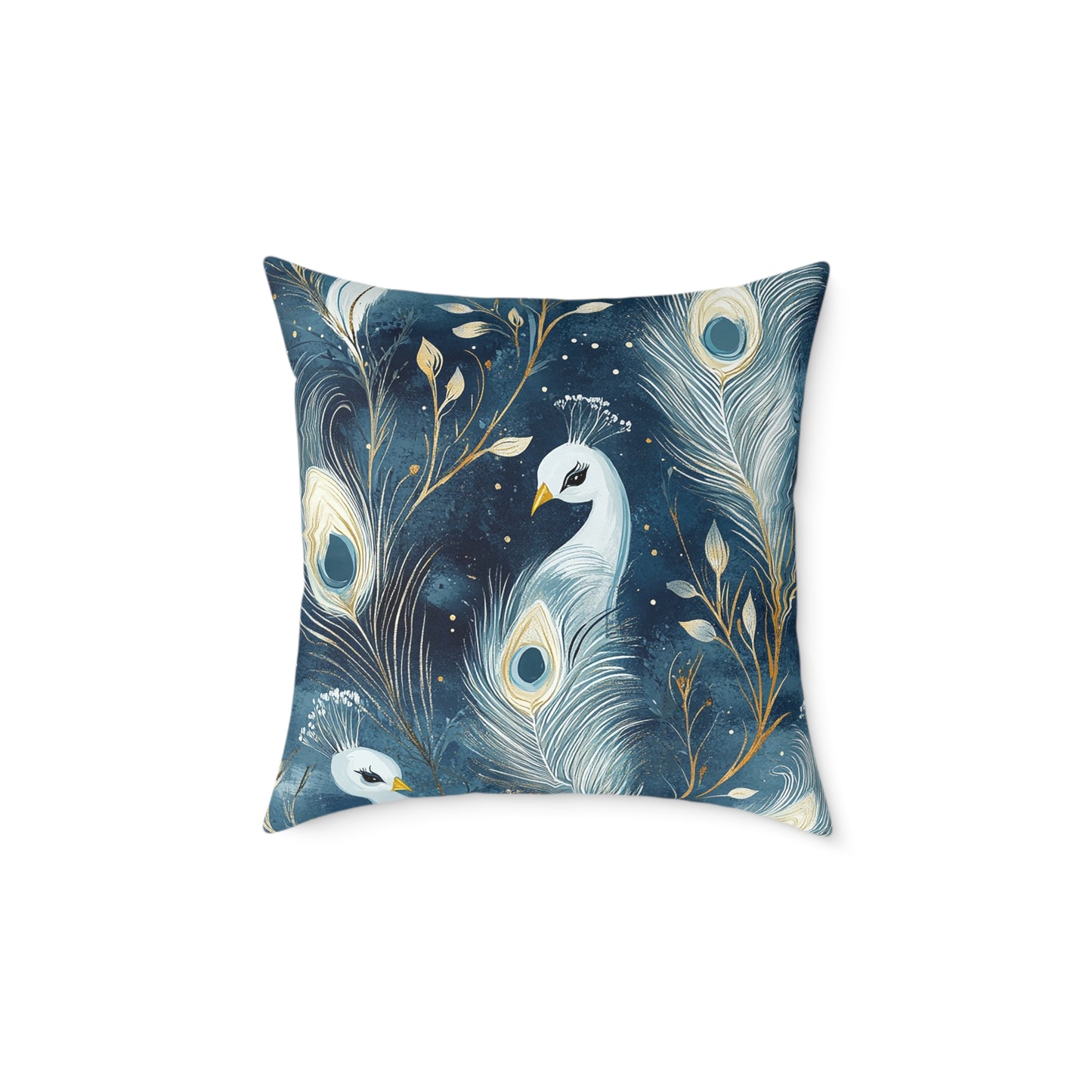 Elegant Peacock Feather Design Pillow