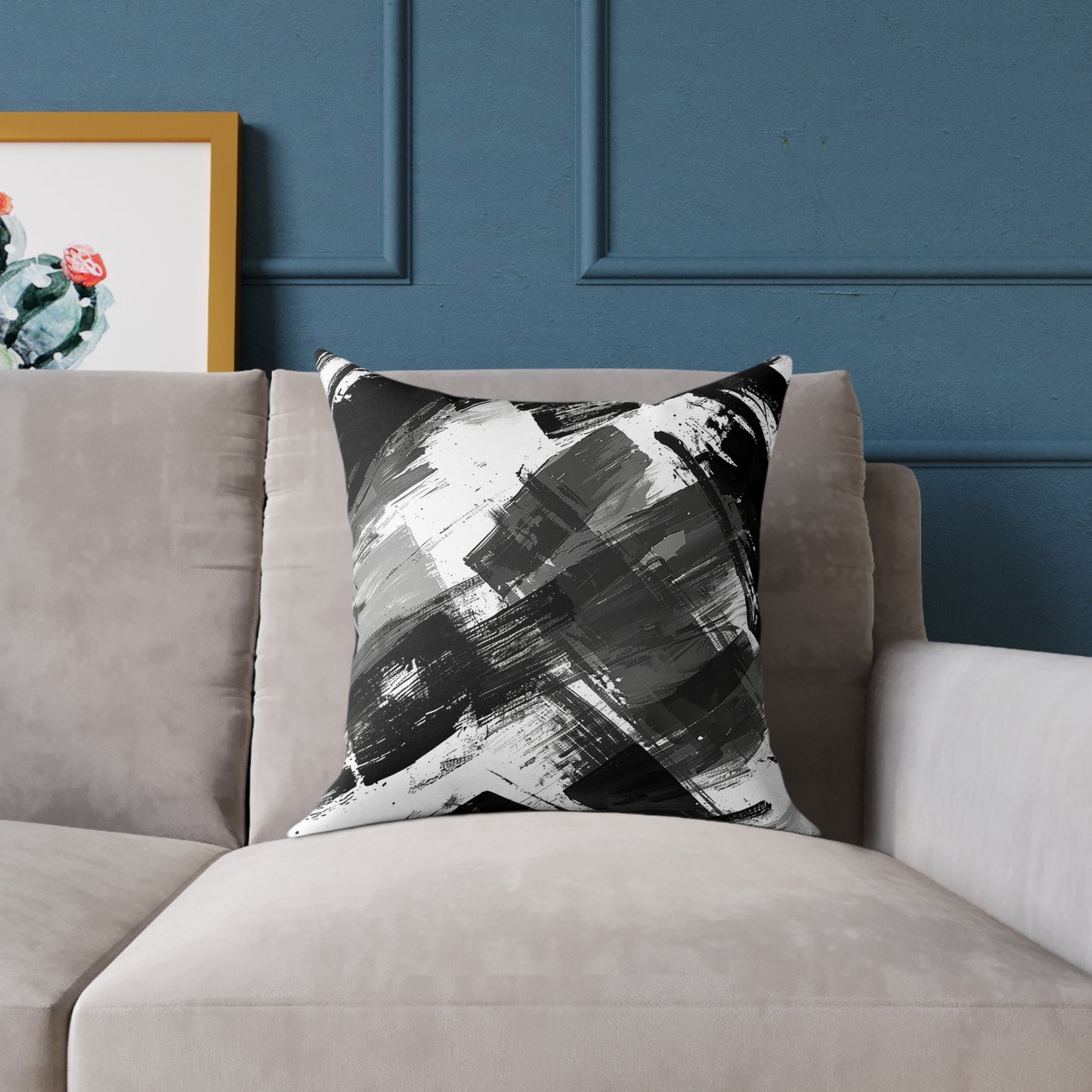 Monochrome Brushstroke Pillow