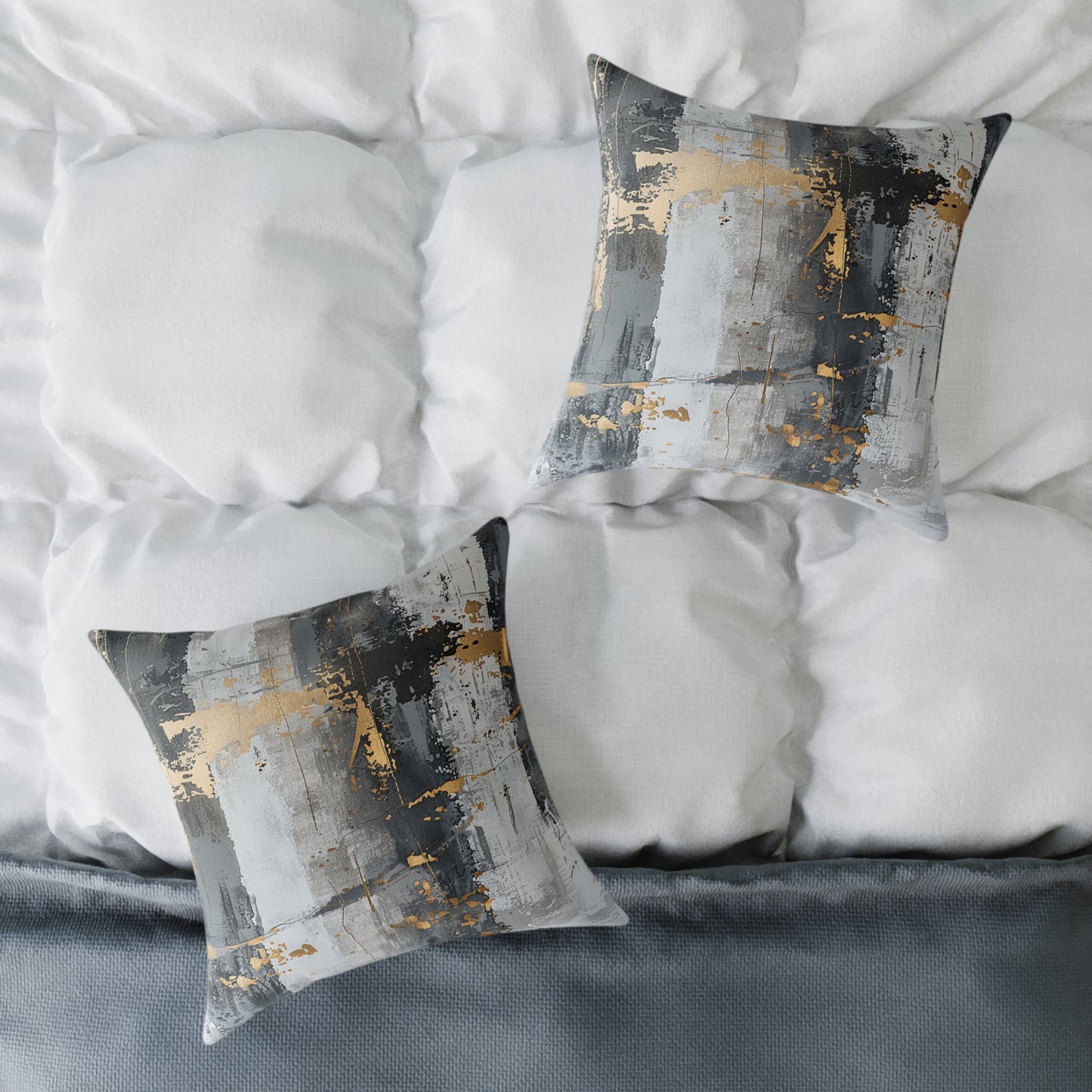 Gold and Grey Abstract Pillow