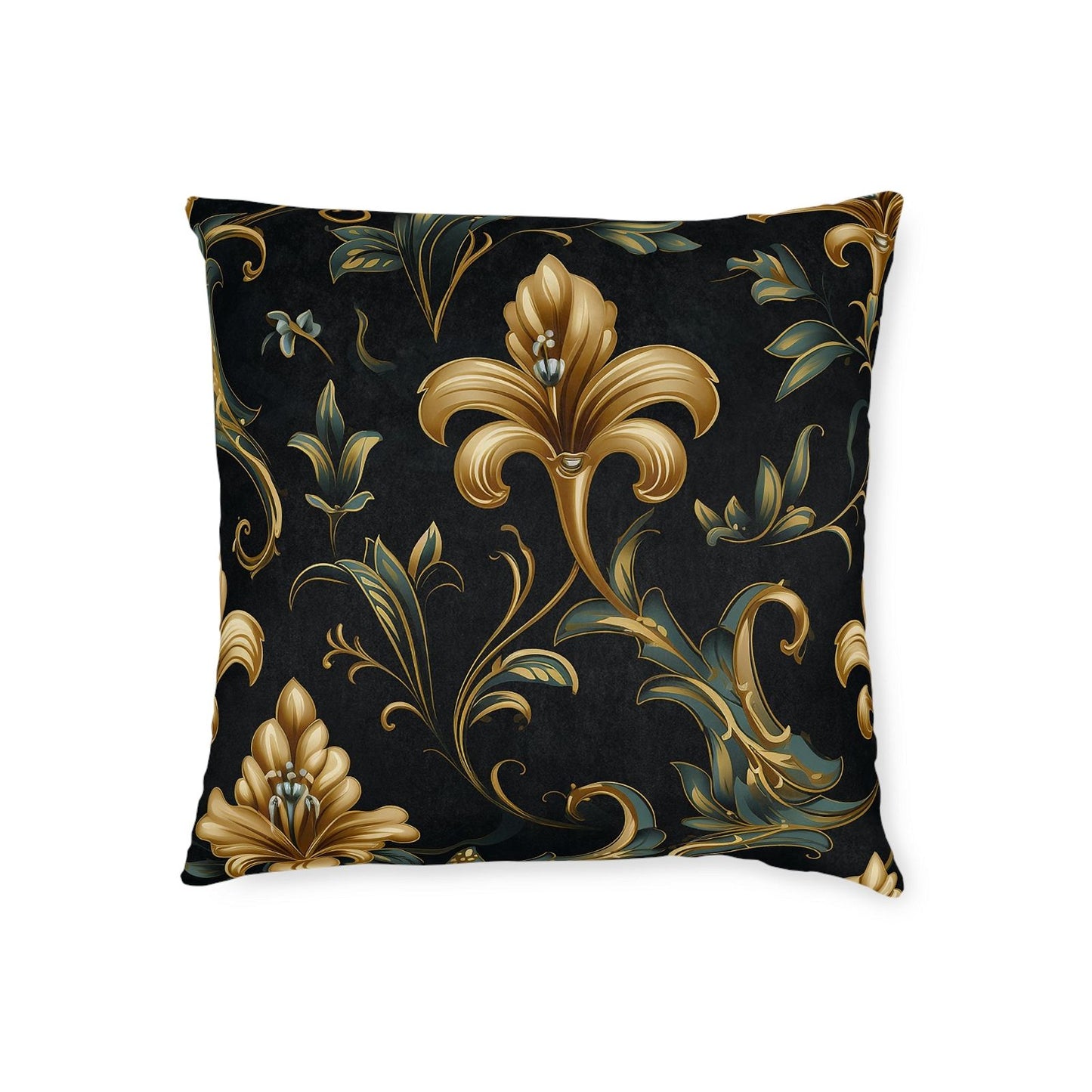 Black & Gold Pattern Square Pillow - ExclusiveCreativeDesigns