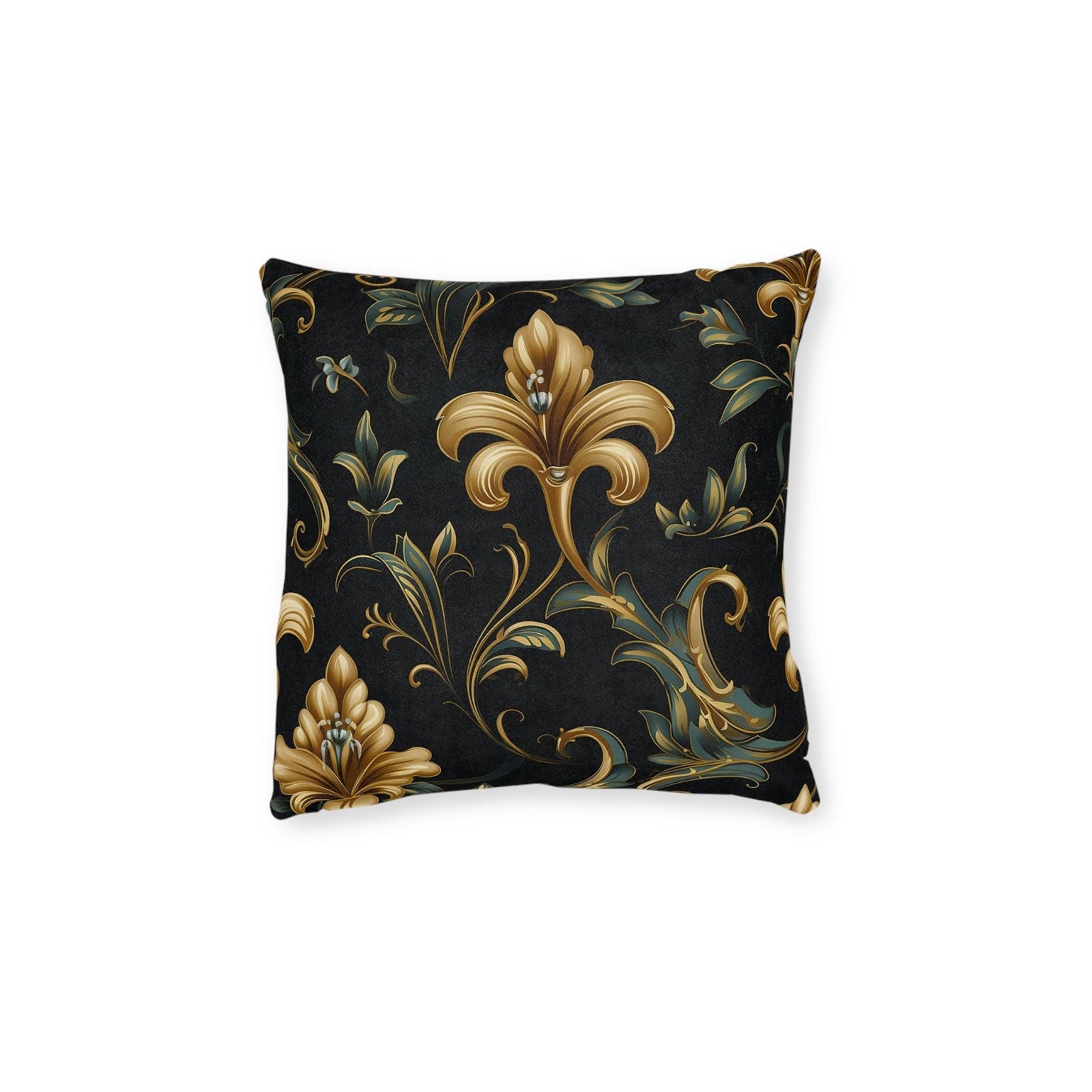 Black & Gold Pattern Square Pillow - ExclusiveCreativeDesigns