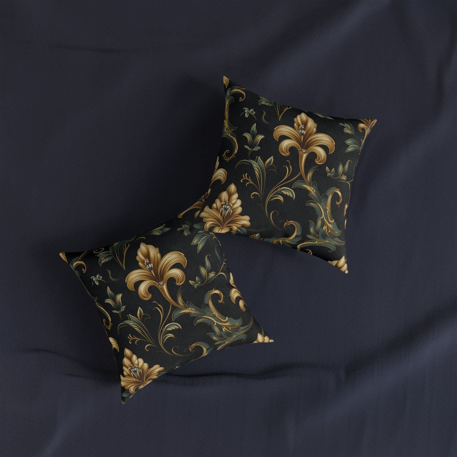 Black & Gold Pattern Square Pillow - ExclusiveCreativeDesigns