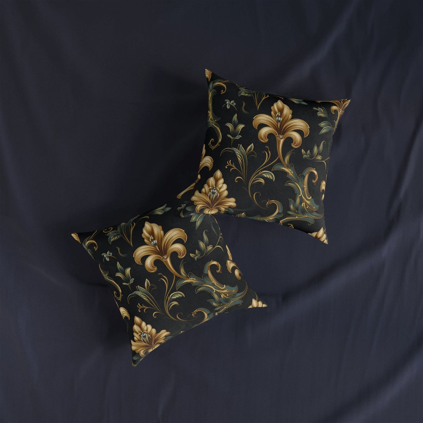 Black & Gold Pattern Square Pillow - ExclusiveCreativeDesigns